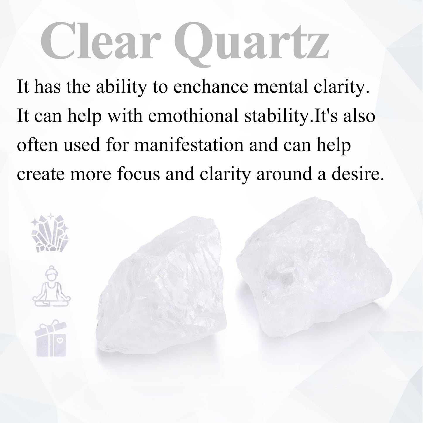 Jovivi 2pcs Raw Clear Quartz Rock Crystals,Large 1.6-2.2" Healing Crystals Natural Rough Stones Crystal for Tumbling, Cabbing, Home Decoration, Polishing, Wicca & Reiki