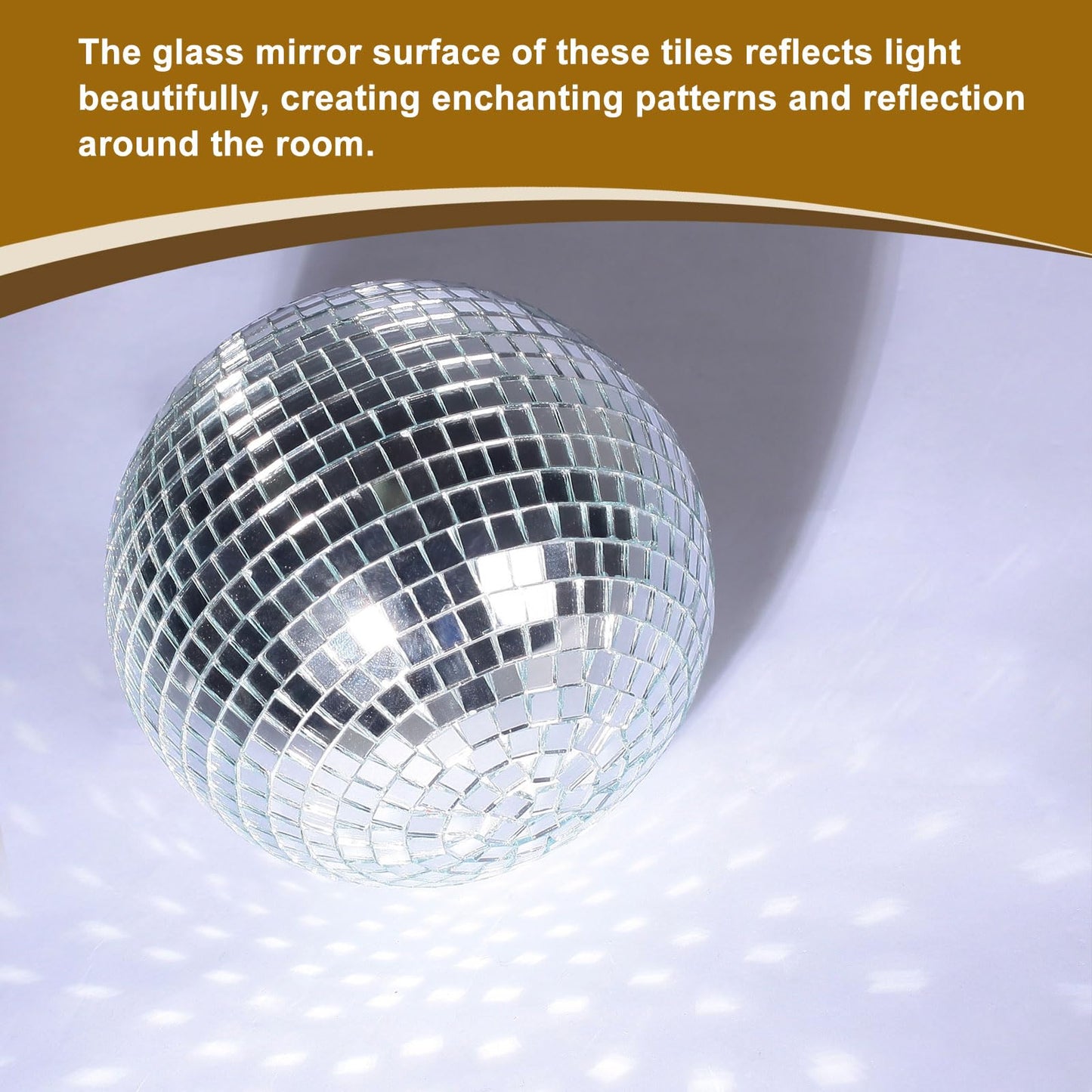 MECCANIXITY 28800 PCS Glass Mirrors Disco Ball Tiles Self-Adhesive Gold Mirror Mosaic Tiles 5 x 5mm for Disco Ball, DIY Craft, KTV Decoration 48 Sheet