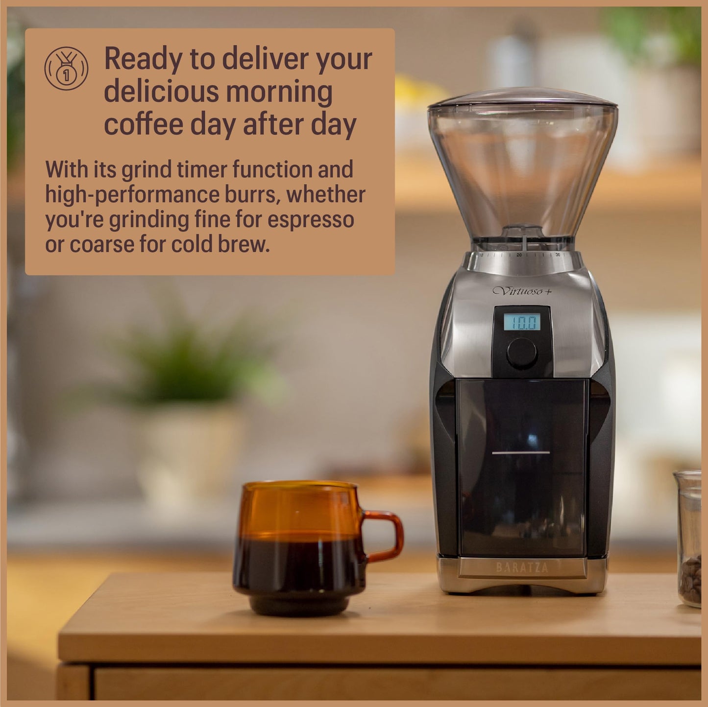 Baratza Virtuoso+ Coffee Grinder ZCG587BLK, Black