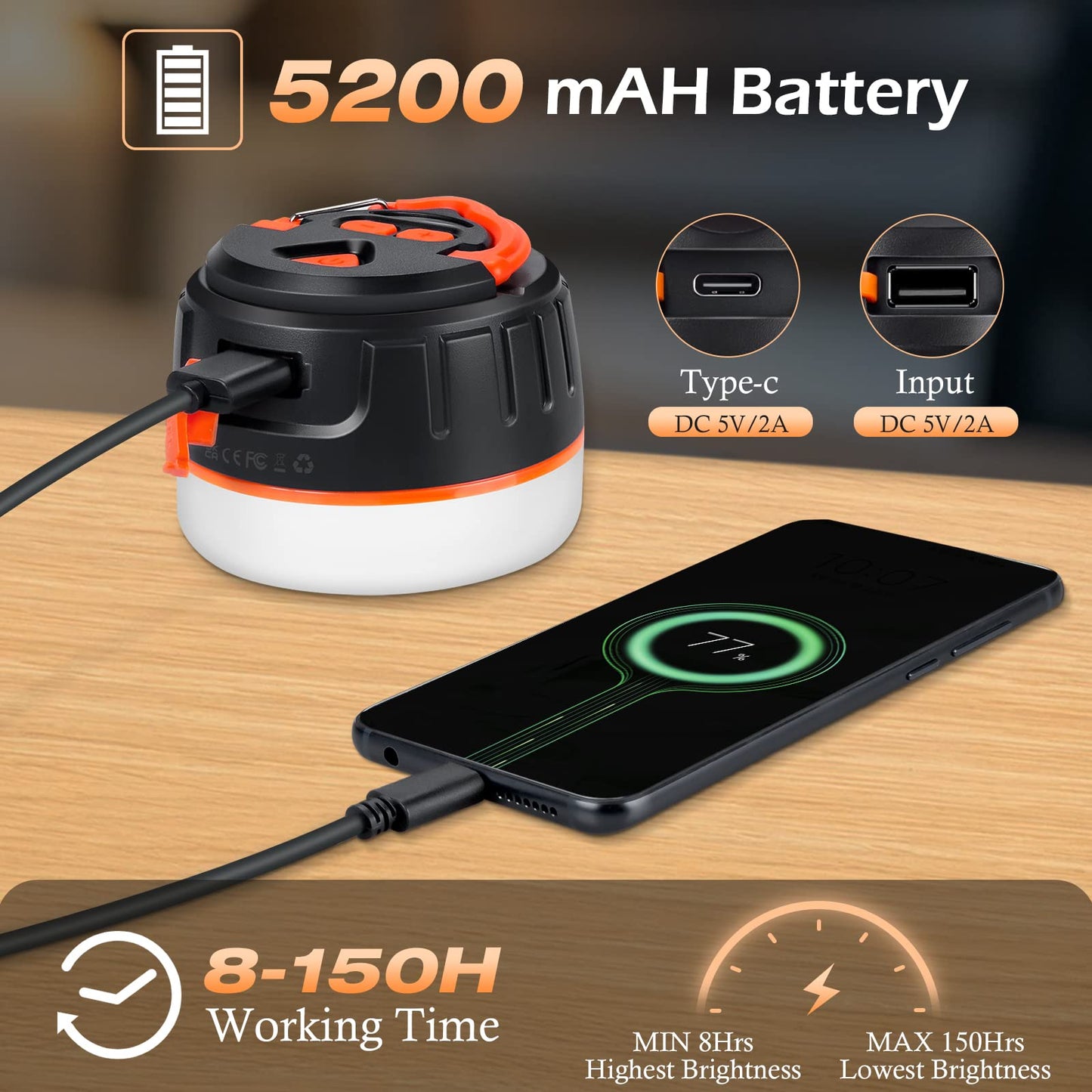 Sinvitron LED Camping Lantern Rechargeable,Tent Lights with Remote Control,1000LM Up to150H Running,5200mAh Camping Light, Emergency Light for Hurricane,Power Outages,Outdoor, Hiking, Home,Fishing