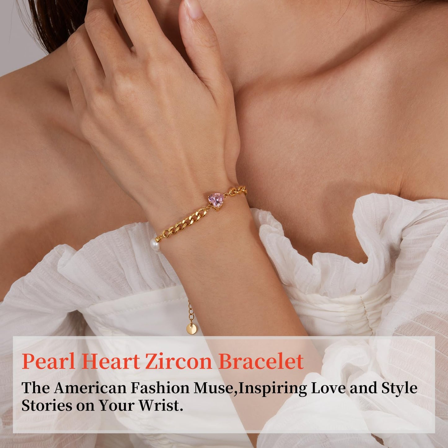 WULZST Gold Charm Love Bracelets Beaded for Women Dainty Pearl Oysters Bracelet Gold Chain Plated Bracelet Womens Jewelry Stainless Steel Pearl Bracelets for Women