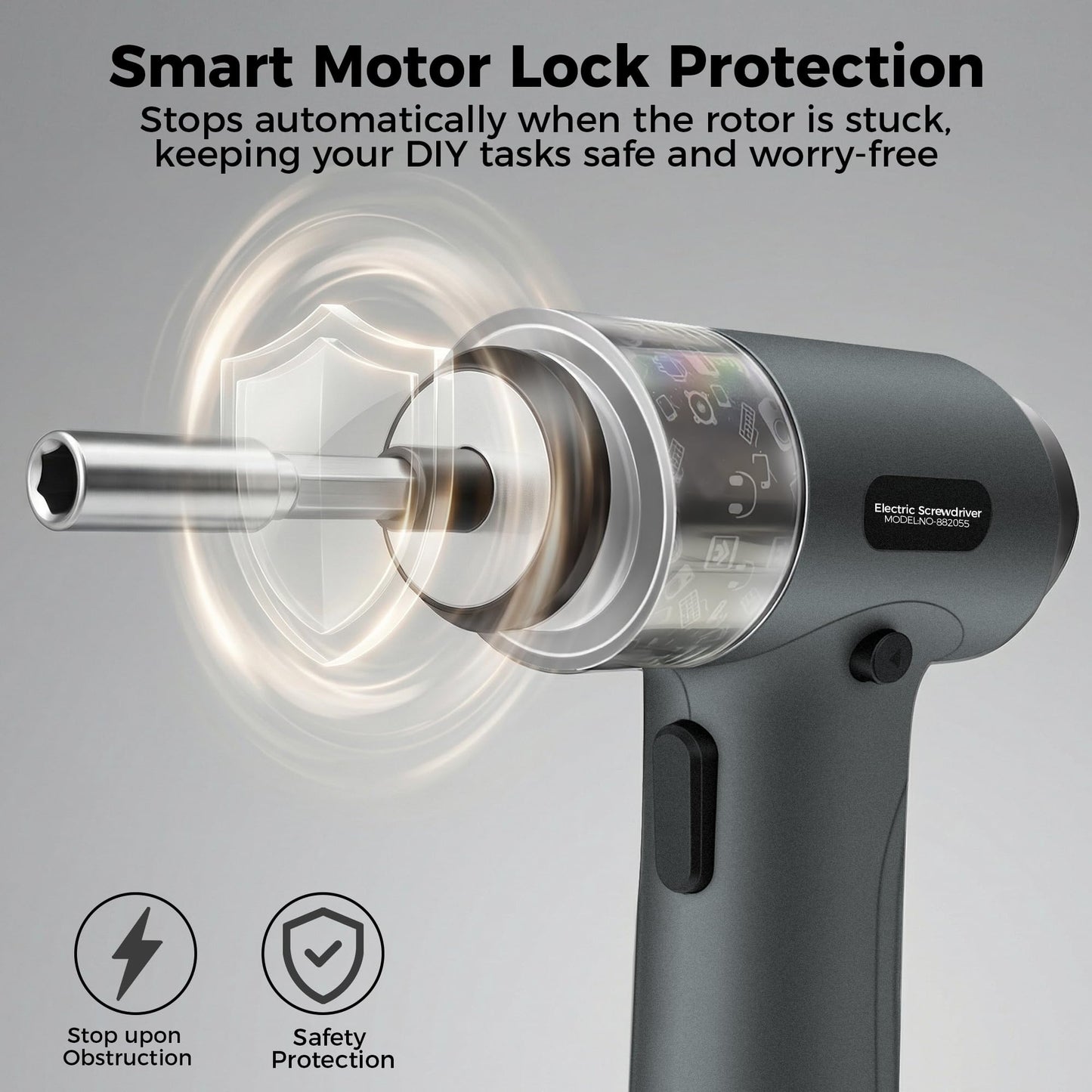 Cordless Electric Screwdriver Set with 7 Torque Settings & Motor Lock Protection, Digital Display, LED Light, 2500mAh Battery, 32 Bits, 1/4’’ Hex Mini Tool Kit for Home & Electronics Repair