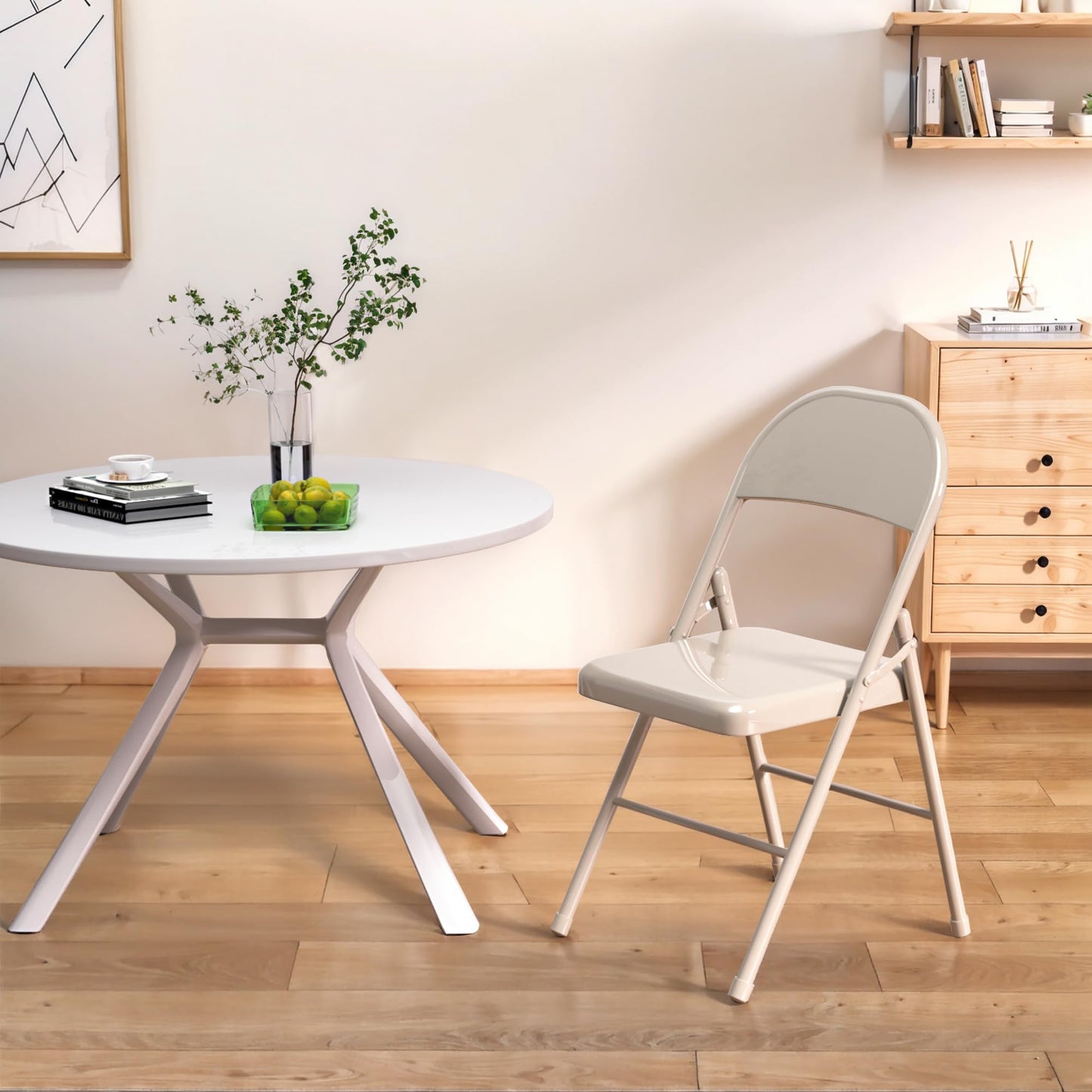 VECELO Metal Folding Chairs 4 Pack, Double Hinged Steel Frame Easy Foldable&Stackable for Office Kitchen Dinning Wedding Patio and Garden