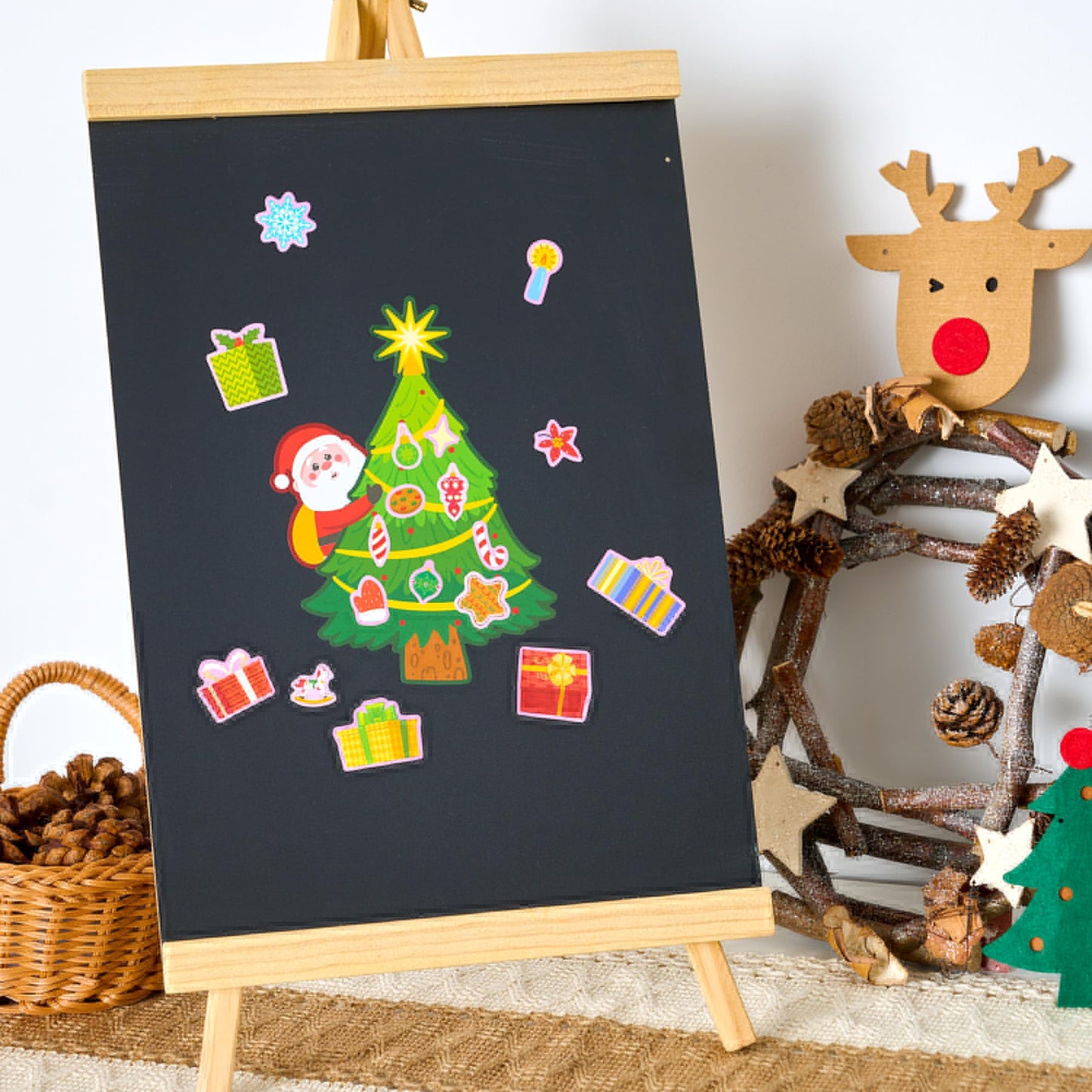 JOYIN 48 Pcs Christmas Sticker Sheets, Christmas Craft Supplies for Kids, Make Your Own Characters Mix and Match Sticker Sheets with Trees, Kids Party Favor Supplies, Xmas Classroom Activities Game