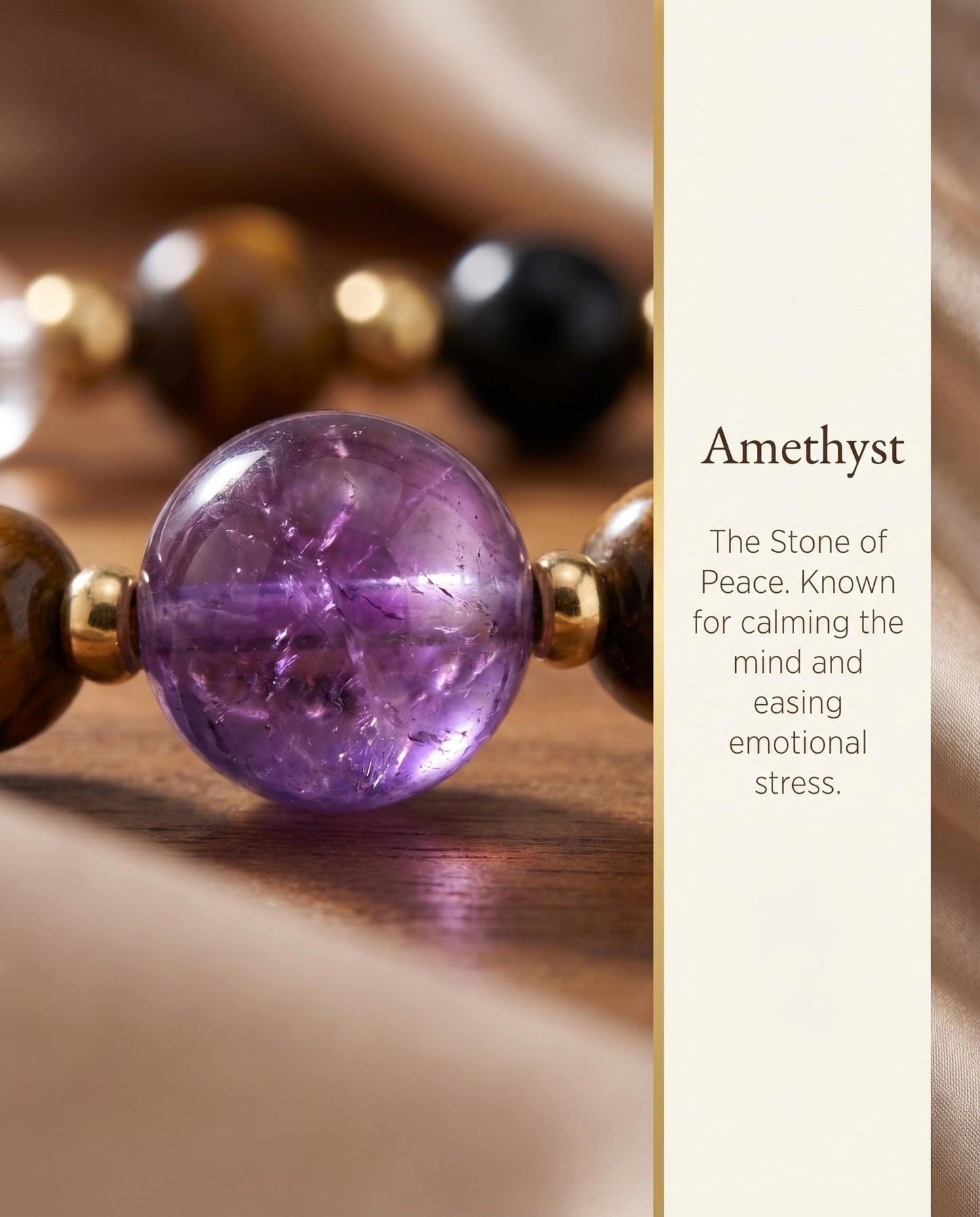 Worry Stones Anxiety Relief Items Fidget Bracelet Healing Crystals Spiritual Sensory Mood Strength Jewelry, Calming Holistic Crystal Gifts Purple Gemstone Bracelets for Women Teen Daughter Sister