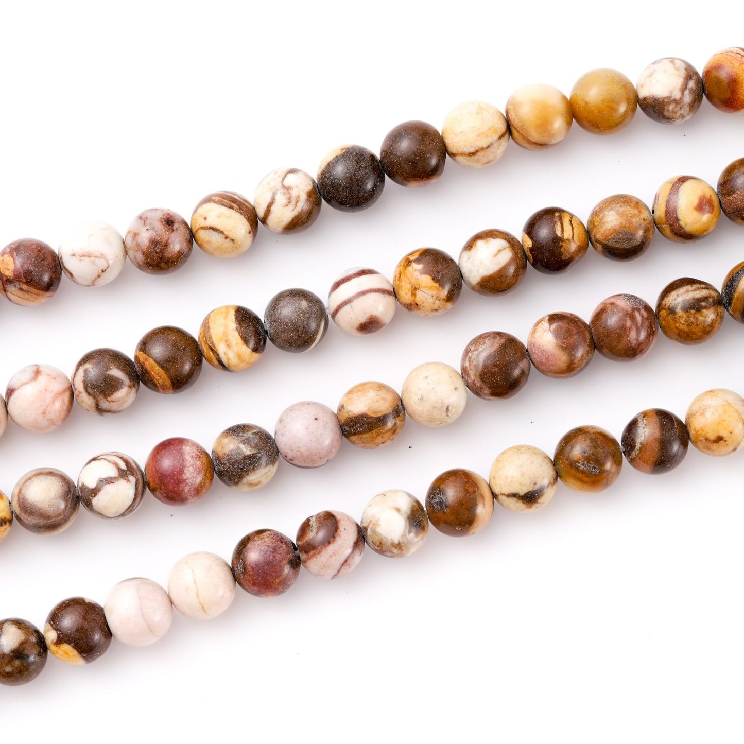 8mm 45pcs DIY Natural Australia Zebra Stone Beads Round Healing Crystal Gemstone Loose Beads for Jewelry Making Handmade Bracelet Necklace