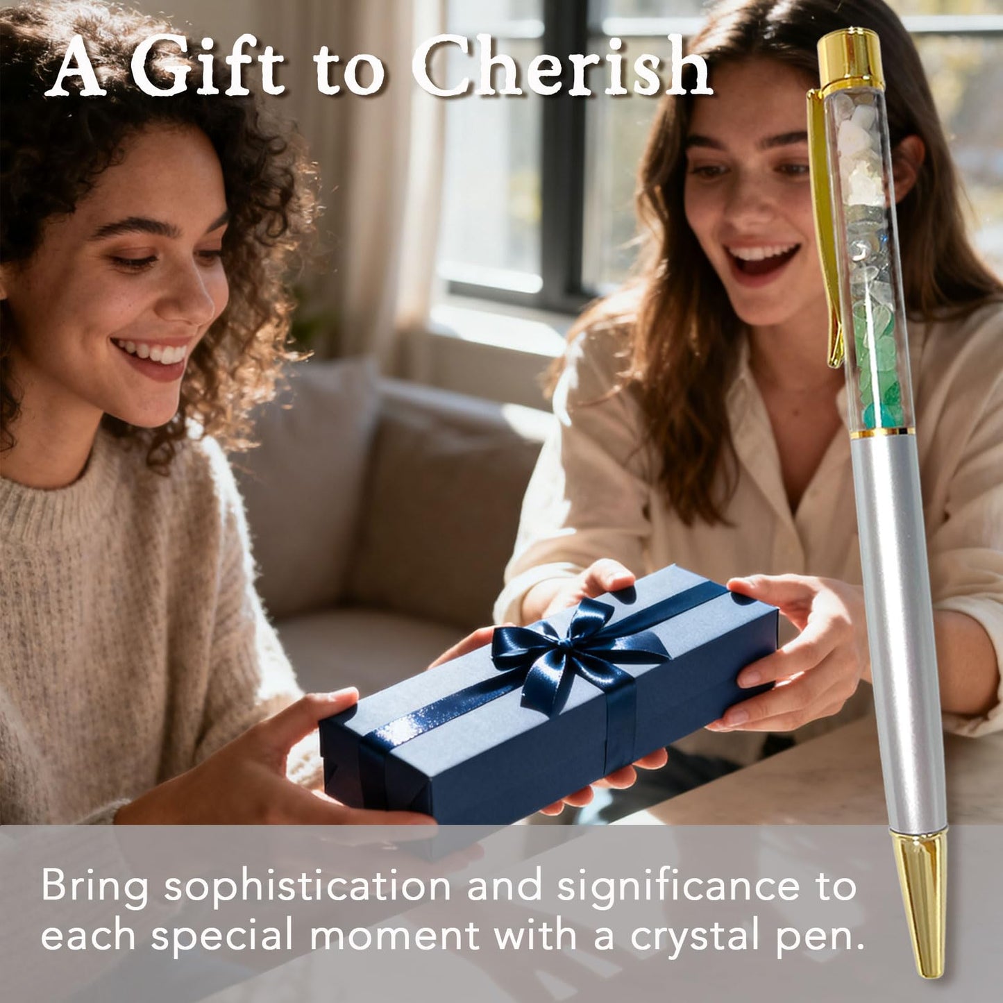 Hesuuho Crystal Pens for Women, New Beginning Inspirational Gifts for Nurses, Teachers, Coworkers & Farewells, Leaving, New Job - with Gift Box & Card, Perfect Mothers Day Gifts