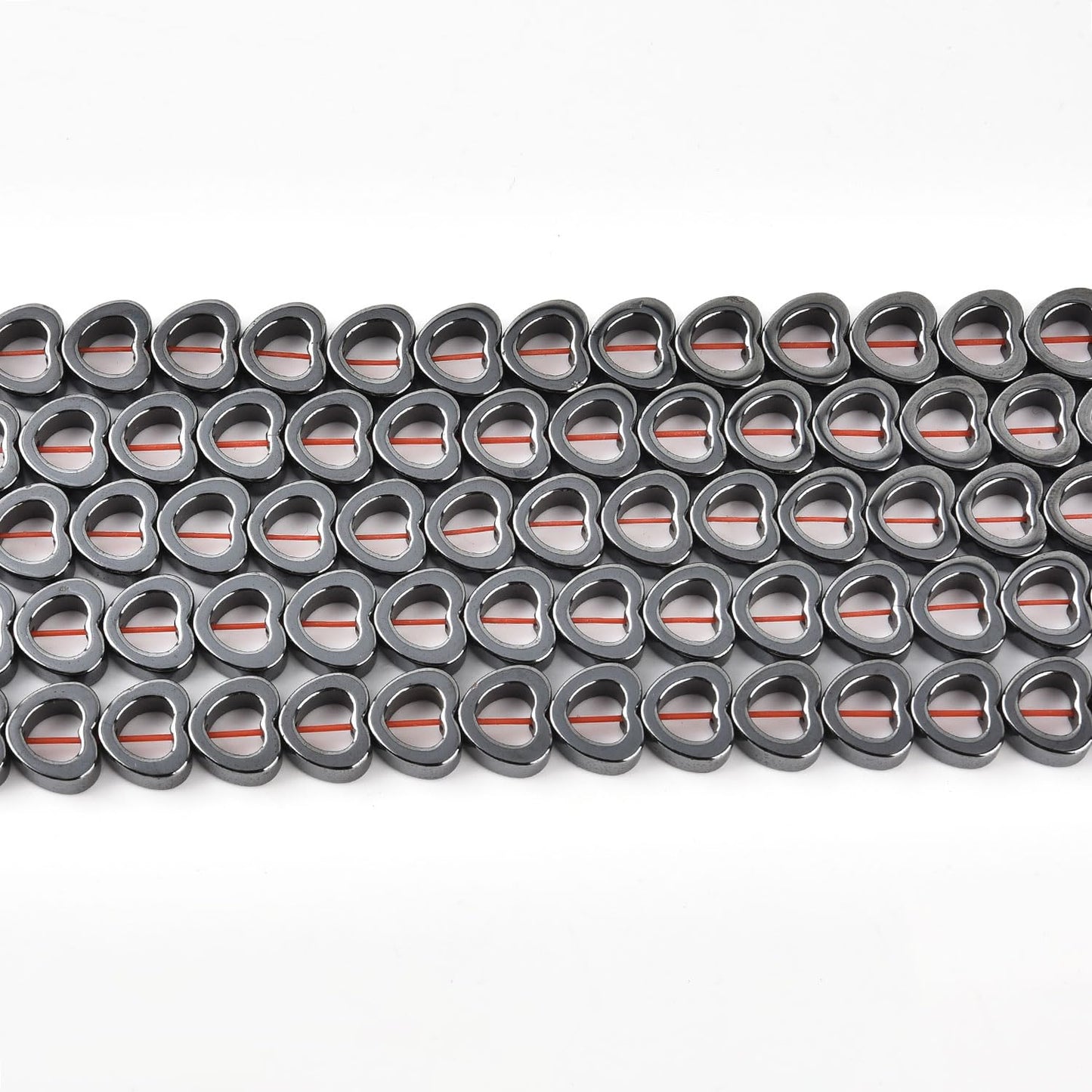 HAAMIIQII 55pcs 8mm Natural Black Hematite Loose Gemstone Beads Hollow Heart Shape Spacer Stone Beads for Jewelry Making DIY Bracelets Necklaces Crafting