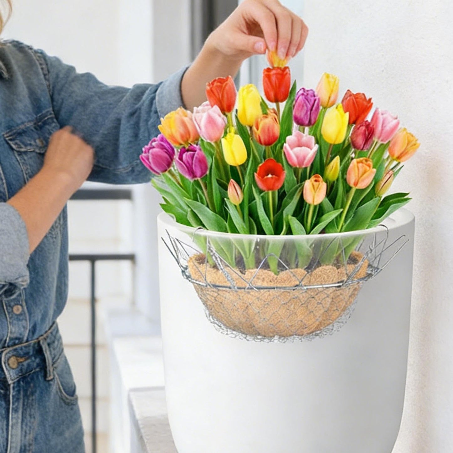Adjustable Height Plant Risers for Pots, Rustproof Stainless Steel Riser with 4Hooks, Chain Pot Fillers for Tall Round Planters Potted Home Soil