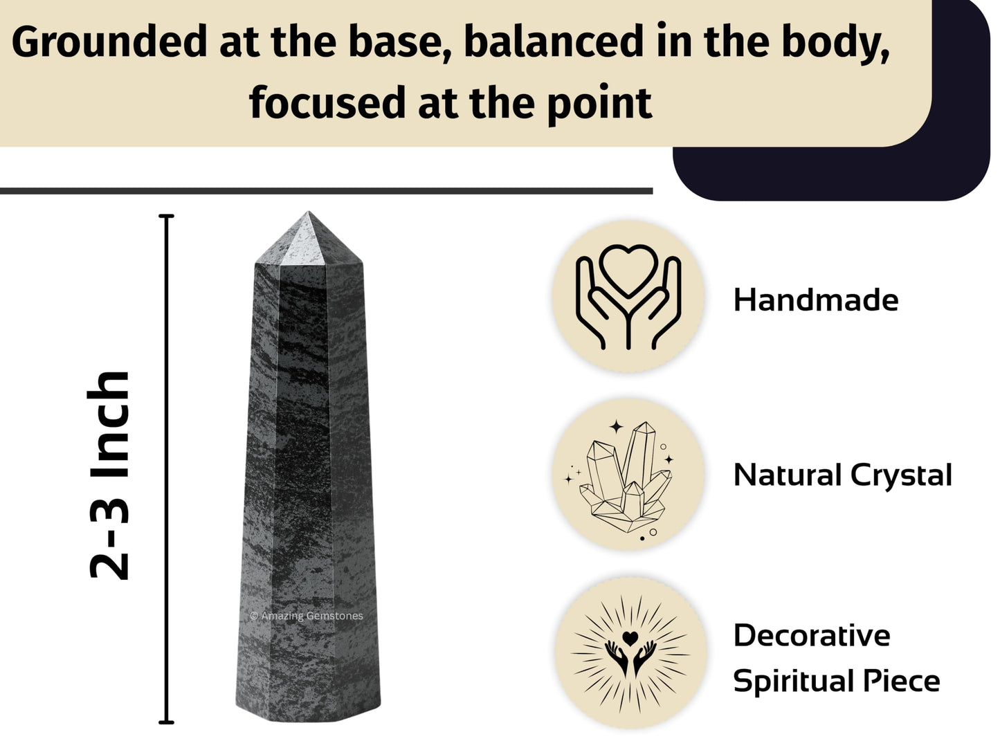 Amazing Gemstone Hematite Crystal Towers - Natural Healing Crystal Point Obelisk for Reiki Healing and Crystal Grid (2" to 3" INCH)
