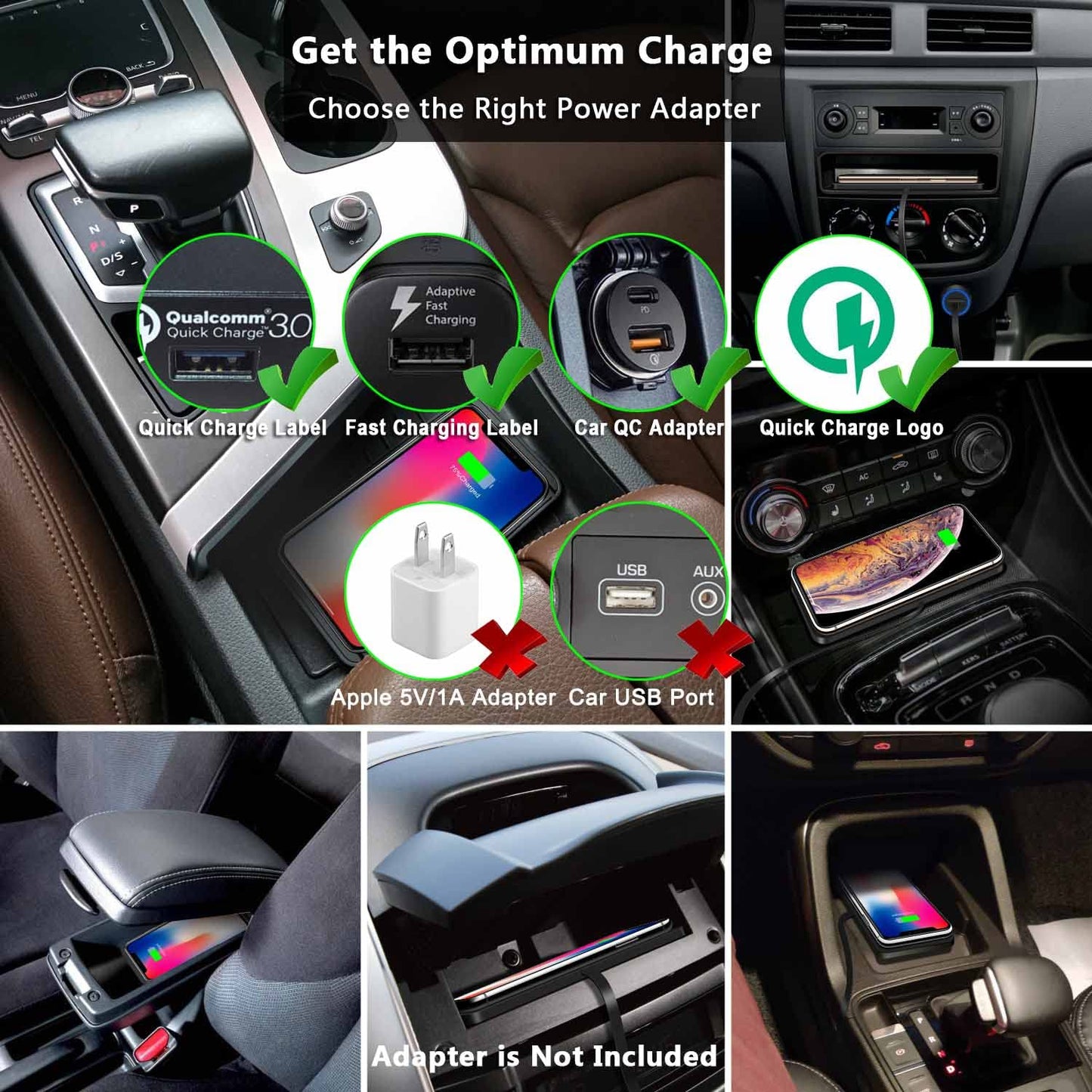 Wireless Car Charger Qi Charging Pad Fast 15W 10W 7.5W Charge Adapter for iPhone 14 13 12 Mini 11 Pro Max 8 Plus X XR Xs Airpods Samsung Galaxy Buds S21 S22 S23 S24 Android Phones (39' Long Cable)