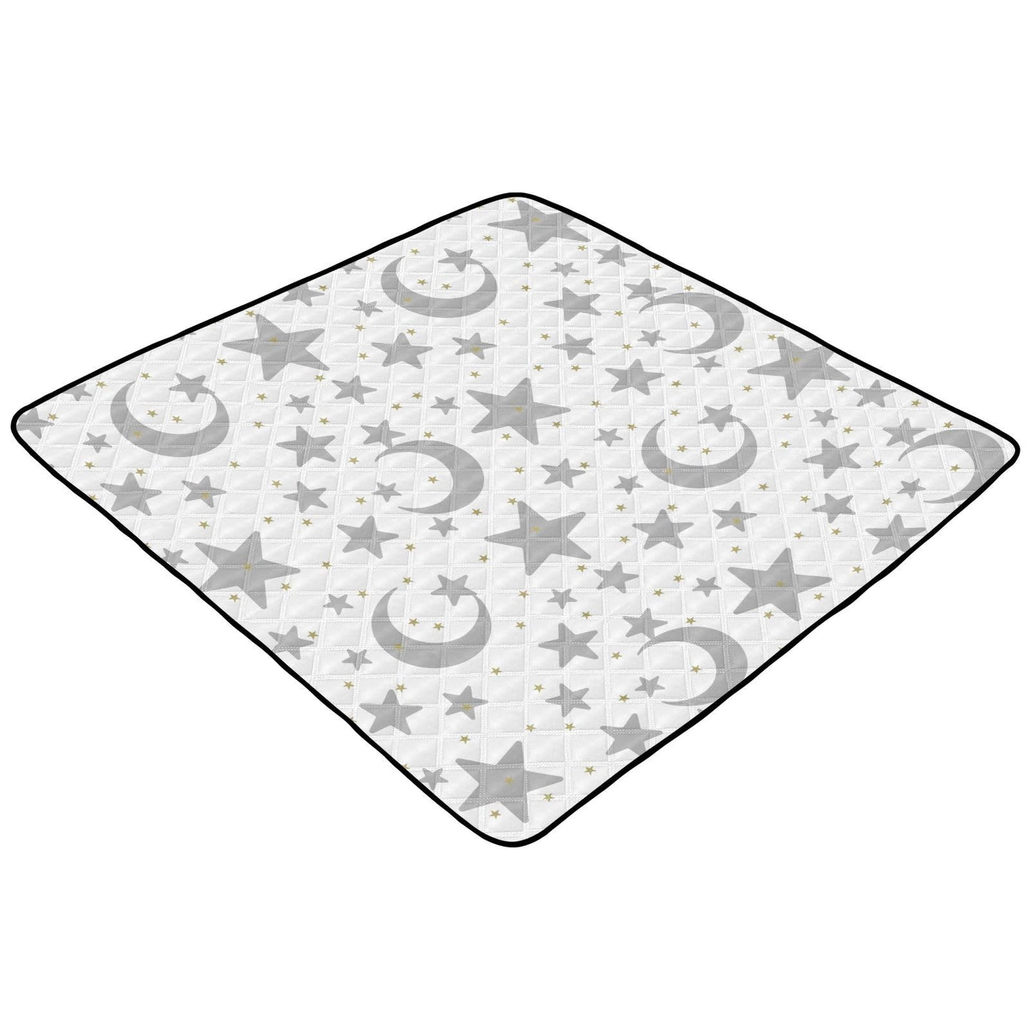 KICPOAY Baby Play Mat Stars Moon Pastel Grey 50 x 50 Playpen Mats for Floor Play Gym Crawling Mat Non-Slip Cushioned Baby Playmat for Infants, Babies, Toddlers