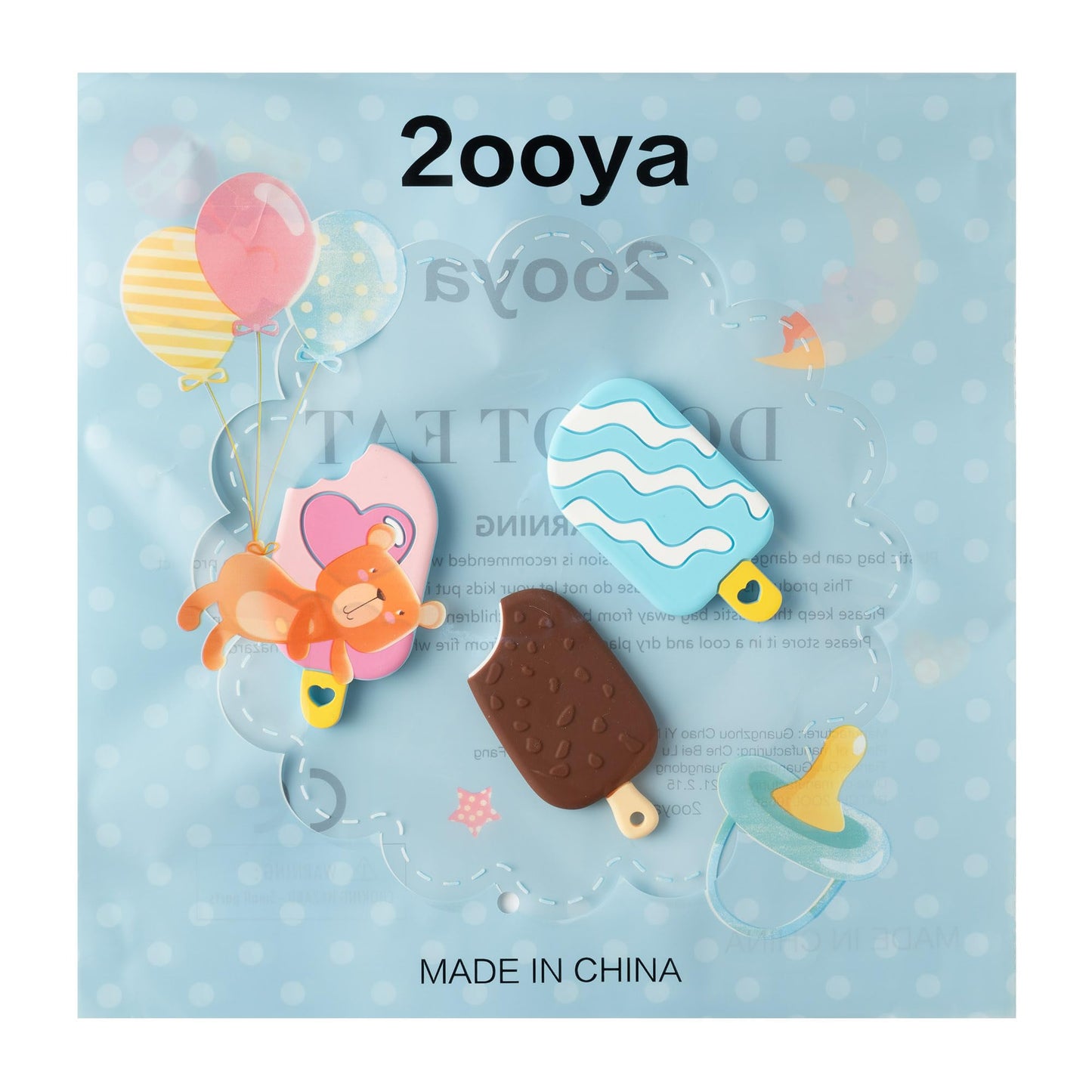 Summer Silicone Teether Toy for Babies - 2ooya 3Pcs Ice Cream BPA Free Food Grade Teething Sensory Toys Infant Toddler Soft Sore Gums Pain Teething Relief Chew Teether for Newborn 6-12 Months Birthday