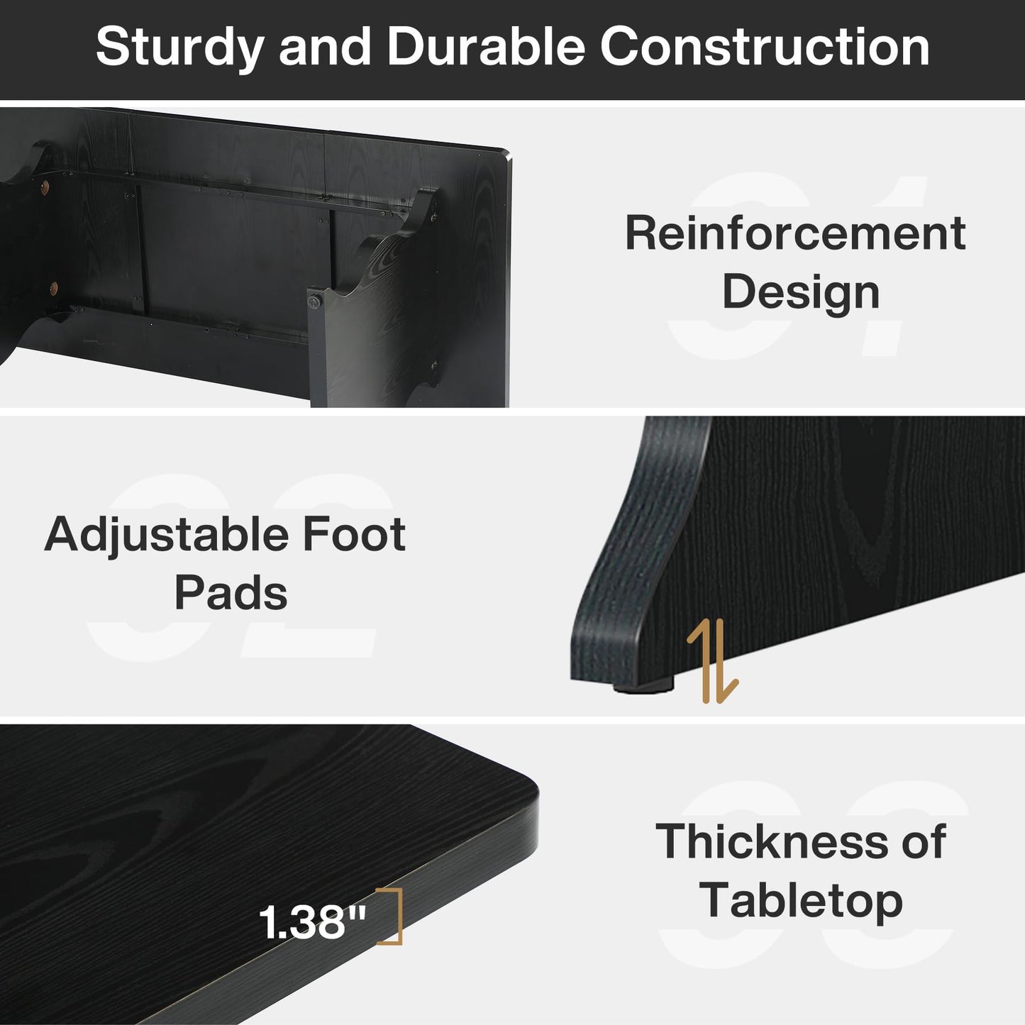 Tribesigns 63" Large Desk for Home Office, Spacious Executive Computer Desk with Ample Leg Room, Double PC Gaming Writing Table Study Desk with Sturdy Legs, Black