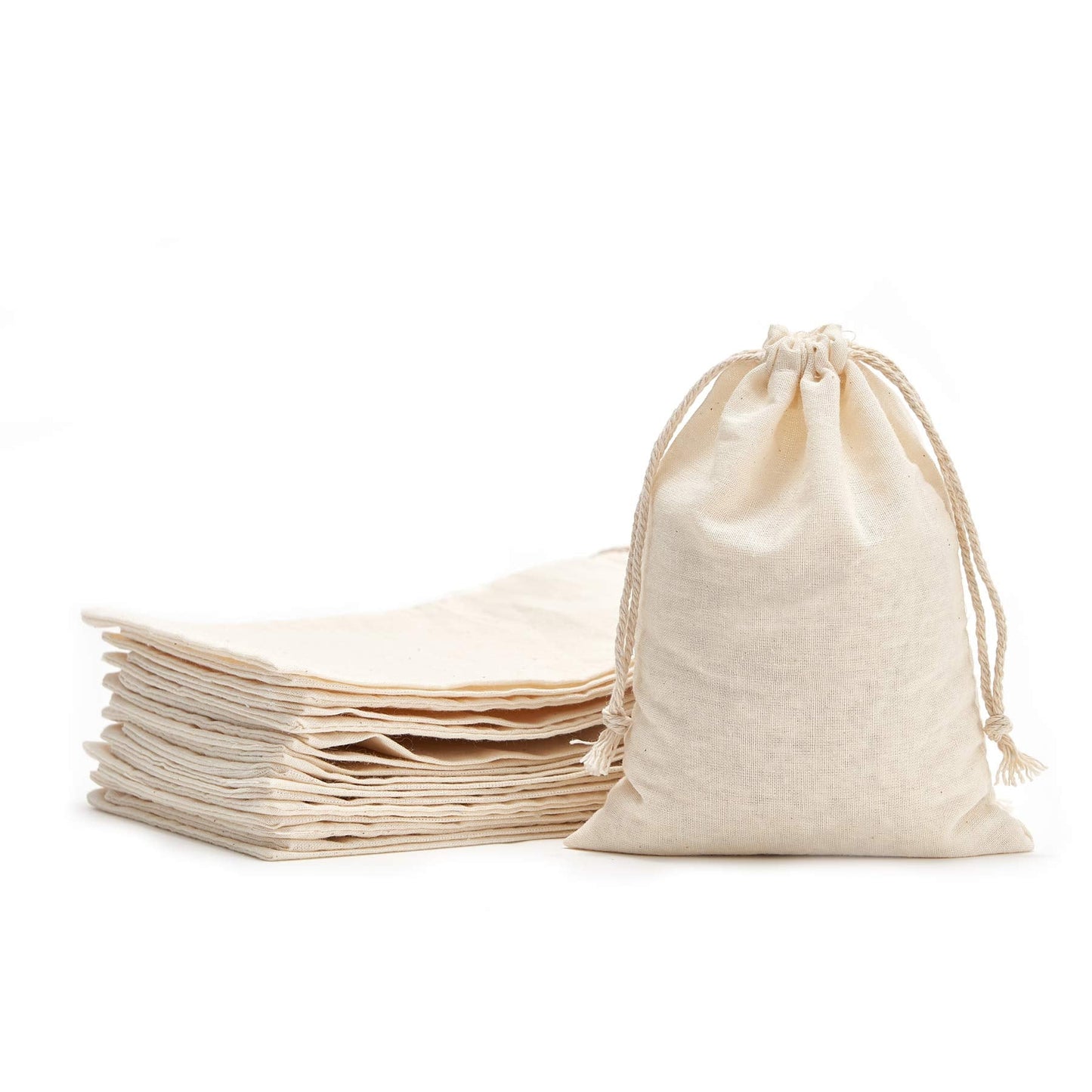 Tendwarm 20 Pieces 8x10 Inches Cotton Drawstring Bags Reusable Muslin Sachet Bag for Party Wedding Storage Home Supplies