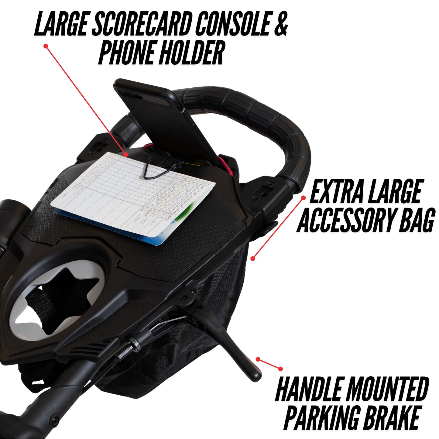 Bag Boy Nitron Golf Push Cart, Black/Red