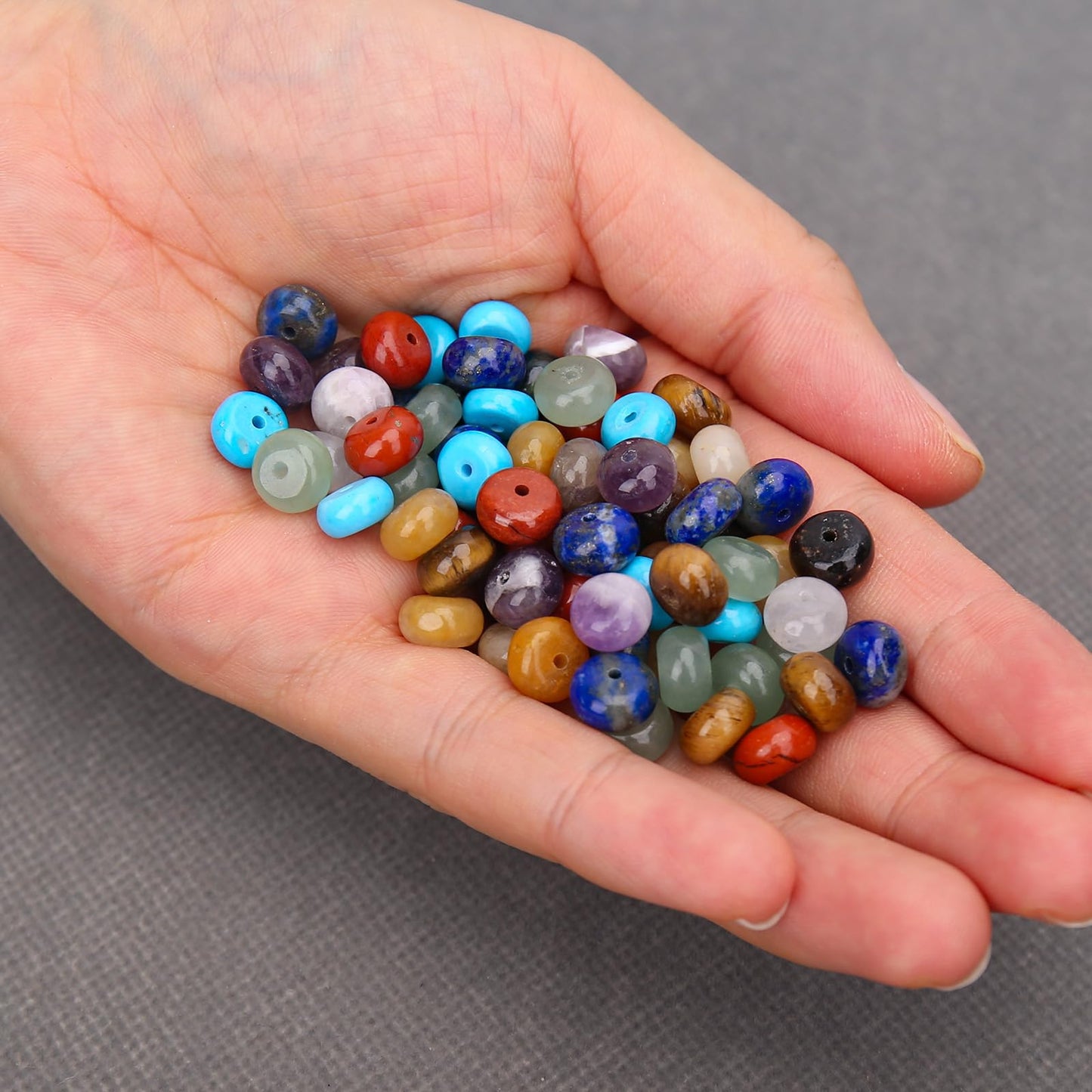 BONNY BOXX 1 Strand Natural 5 * 8mm Chakra Shade Rondelle Beads, Natural Abacus Disk Stone Beads Loose Spacer Gemstone for DIY Bracelet Necklace Jewelry Making