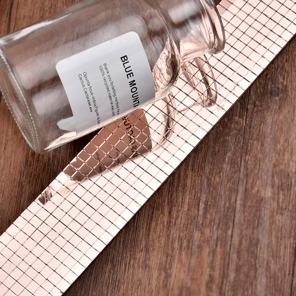EchoDone 12480 Pcs Mirror Tiles, 5 x 5 mm Square Mosaic Self Adhesive Disco Ball Tiles Sticker for Christmas Party Mirror Pieces for Crafts Christmas Happy New Year Decoration (Rose Gold)