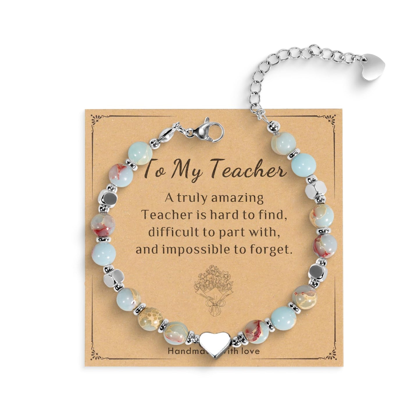 Freeunfet Teacher Appreciation Gifts Beaded Bracelets for Women Natural Stone Bracelets Jewelry Stress Relief Gifts For Women Graduation