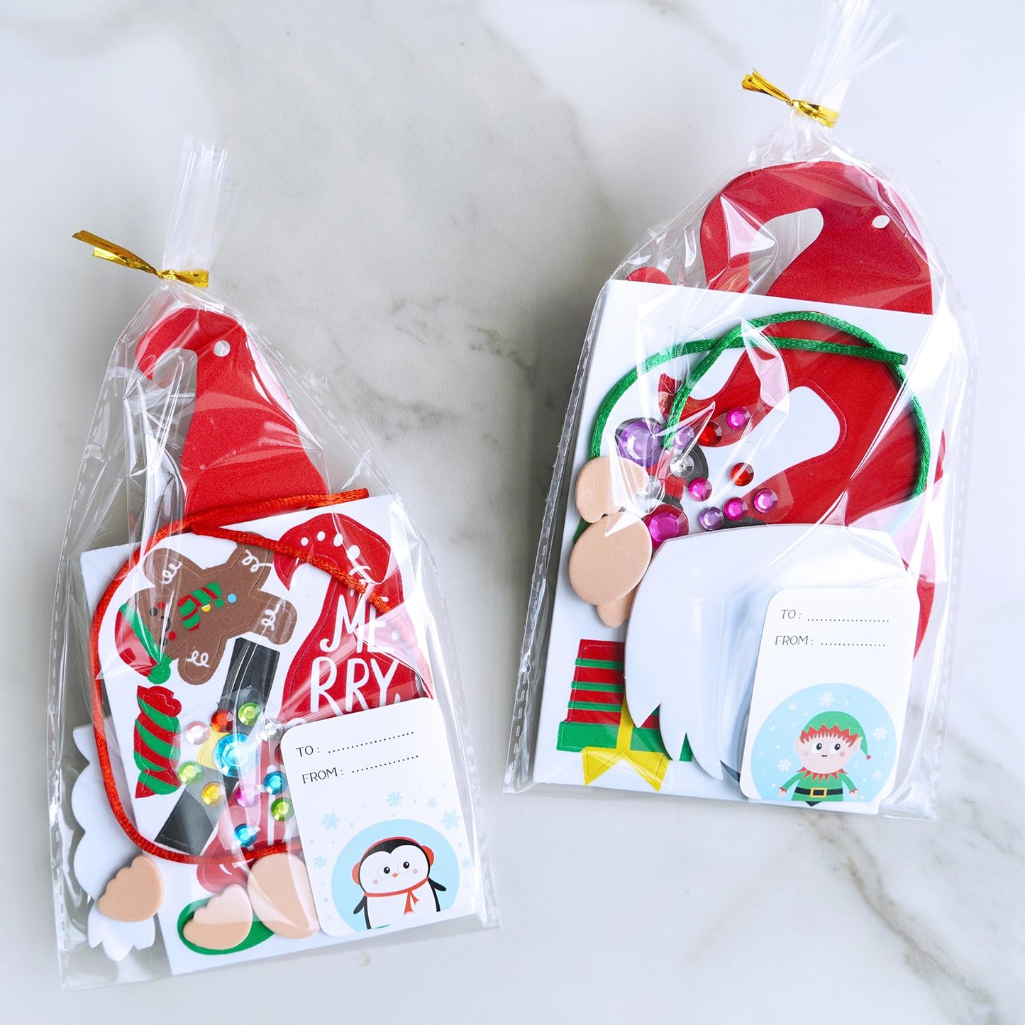 Winlyn 24 Sets Christmas Craft Kits - Winter Crafts DIY Gnome Ornaments & Decorations Art Sets with Foam Stickers for Kids Holiday Seasonal Home & Classroom Activities Party Favors