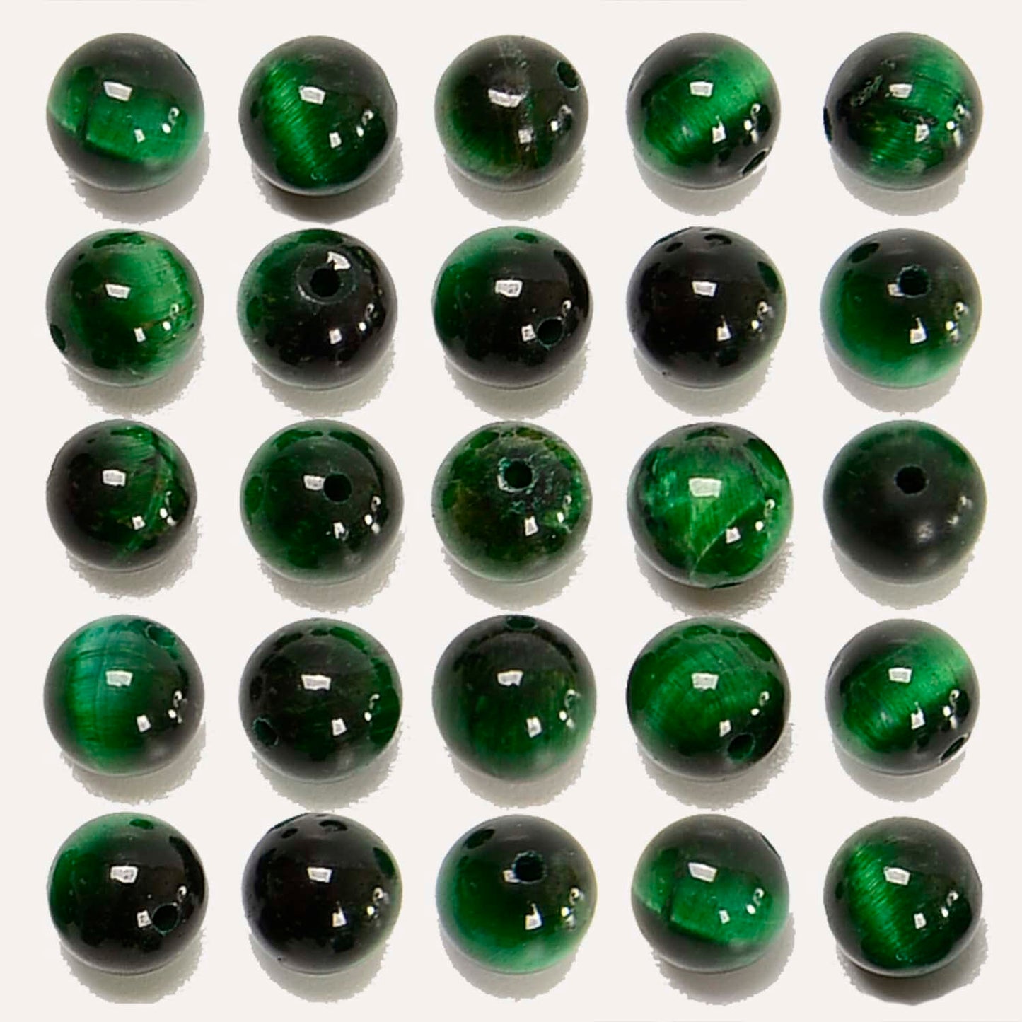 NCB 100pcs Original Natural Stone Beads Gemstone Round Loose Beads 6mm 8mm 10mm (Green Tiger's Eye, 6mm 100Beads)