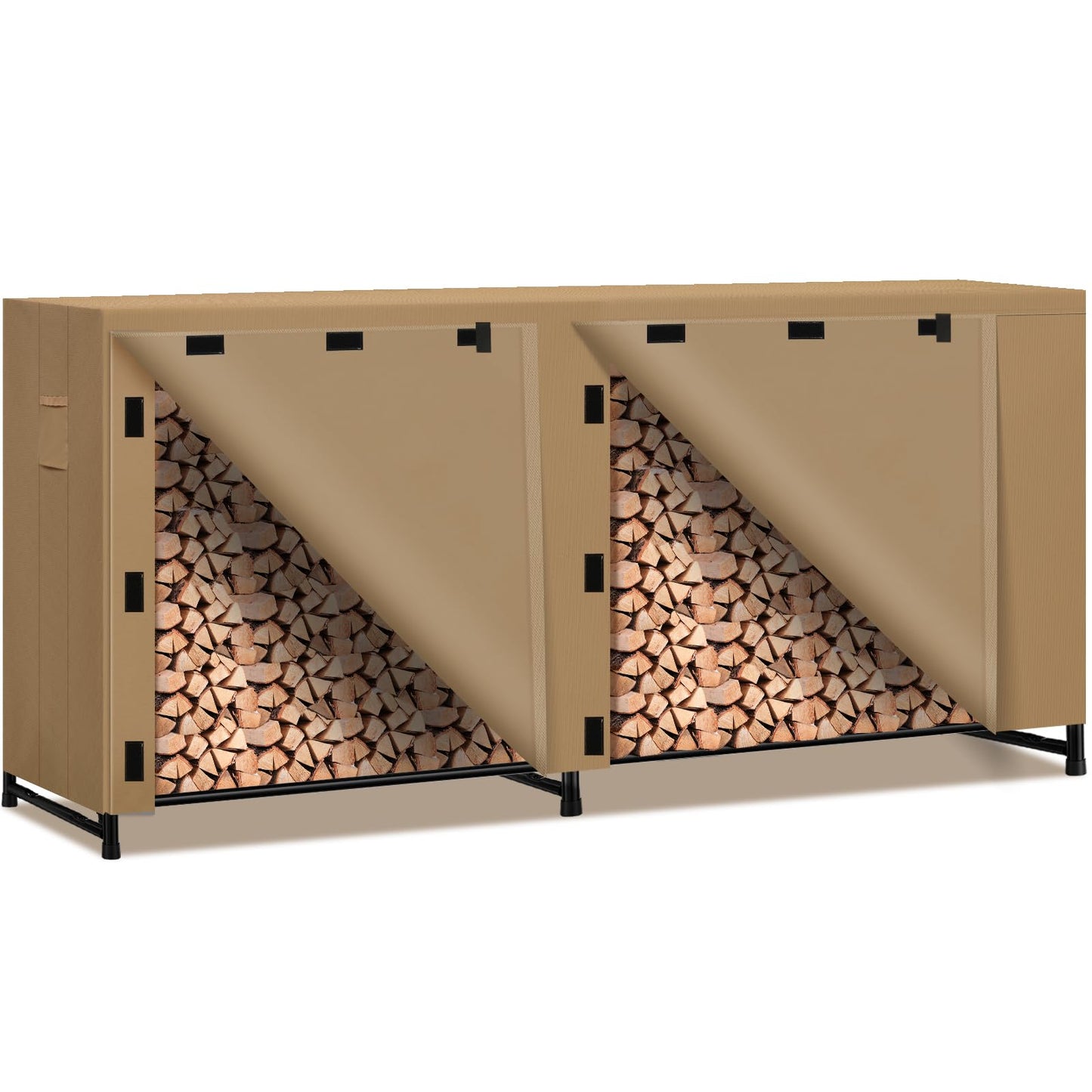 Fashlits 8ft Waterproof Firewood Rack Cover, Heavy Duty 600D Oxford Outdoor Storage Wood Rack Cover For Outdoor, Indoor, Patio(Cover Only, Rack Not Included)