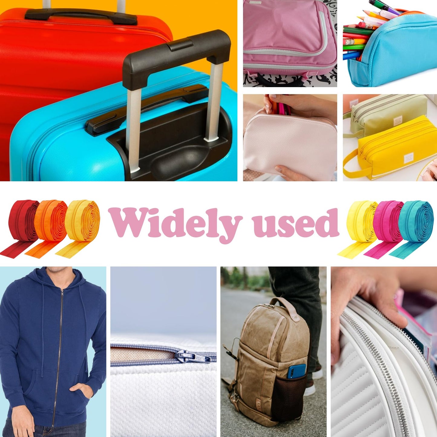 Amtvuzy 80 Yards 20 Colors Zipper,#3 Nylon Coil Zippers Bulk for Sewing,DIY Crafts and Tailoring with 200 Zipper Sliders,Zippers by The Yard for Clothes,Bags and Purse Making Supplies,etc.