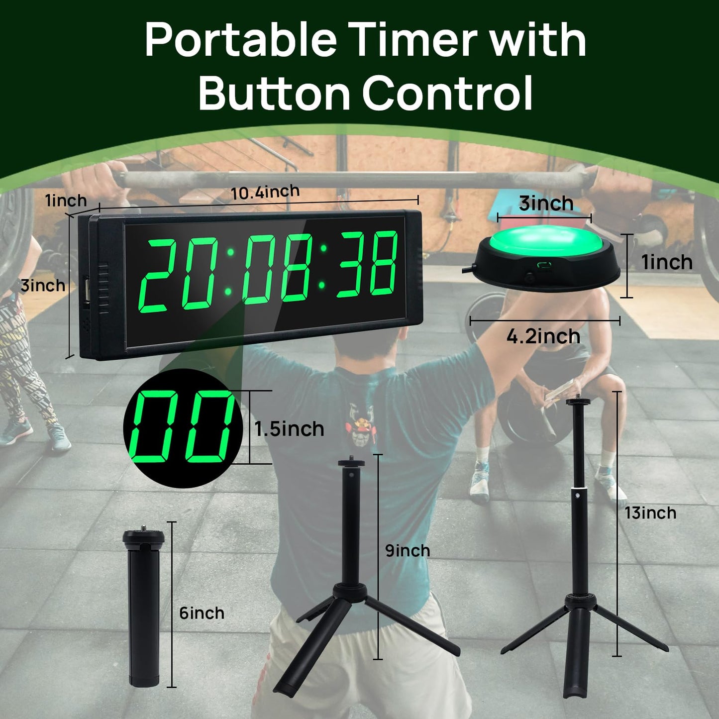 YZ Gym Timer Clock for Home Gym, Fitness Timer with Stopwatch Button, Large Digital Stopwatch Countdown Clock, 12/24H Digital Wall Clock, with Stand