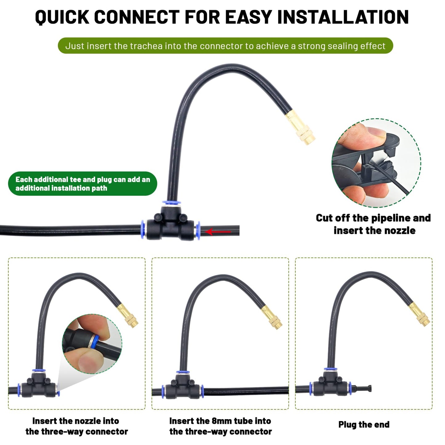 Thiswing 360° Adjustable Drip Irrigation System - 50 FT Garden Watering System with 16 Nozzles, Raised Bed Sprinkler Irrigation System, Garden Mister for Yard, Lawn, Plants, 5/16" Tubing