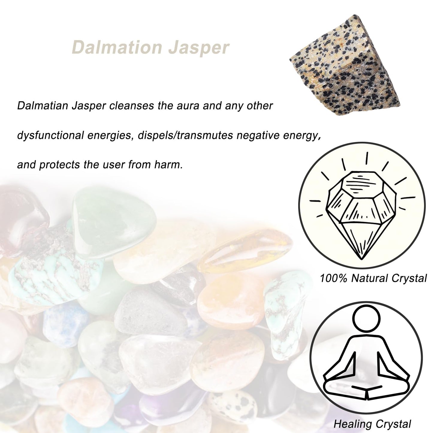 Erliway 1.25-2" Dalmatian Jasper Raw Crystals, Natural Rough Dalmatian Jasper Stones, Healing Raw Stones for Fountain Rocks, Home Decor Meditation Energy Balancing Wire Wrapping Wicca & Reiki