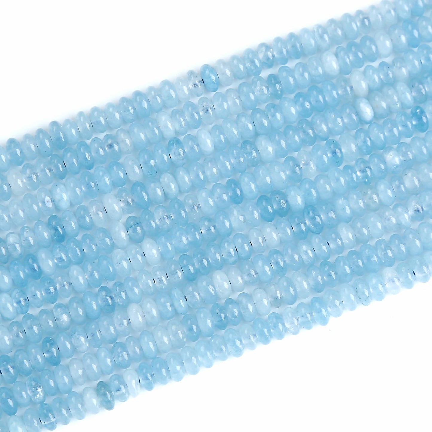 150PCS 2x4mm Natural Aquamarine Rondelle Beads Abacus Disk Stone Beads Round Loose Spacer Gemstone Beads for DIY Bracelet Necklace Jewelry Making