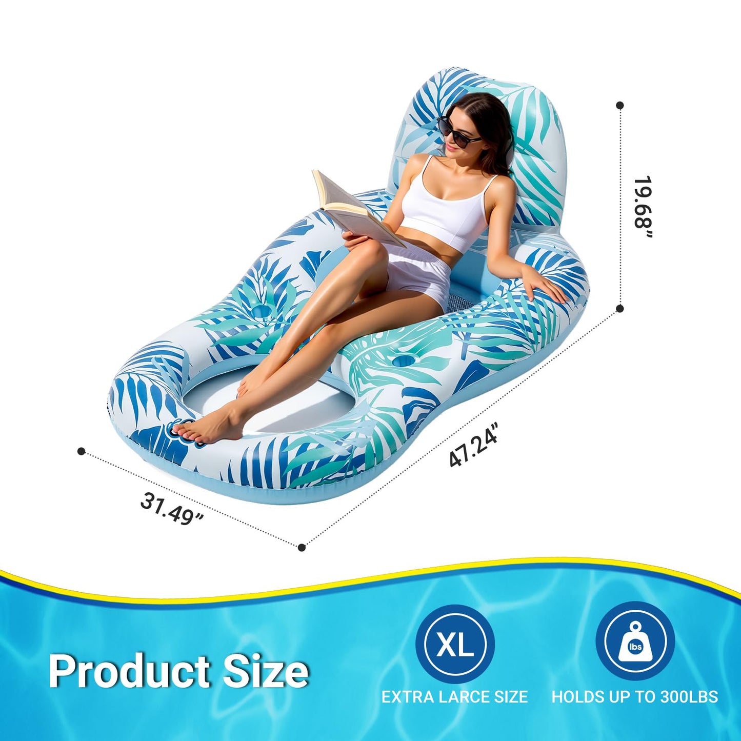 Pool Floats for Adults,Inflatable Chair Lounger Floaties with Drink Holder,Travel Pool Beach Lake Swim Inflatables Water Floating Rafts