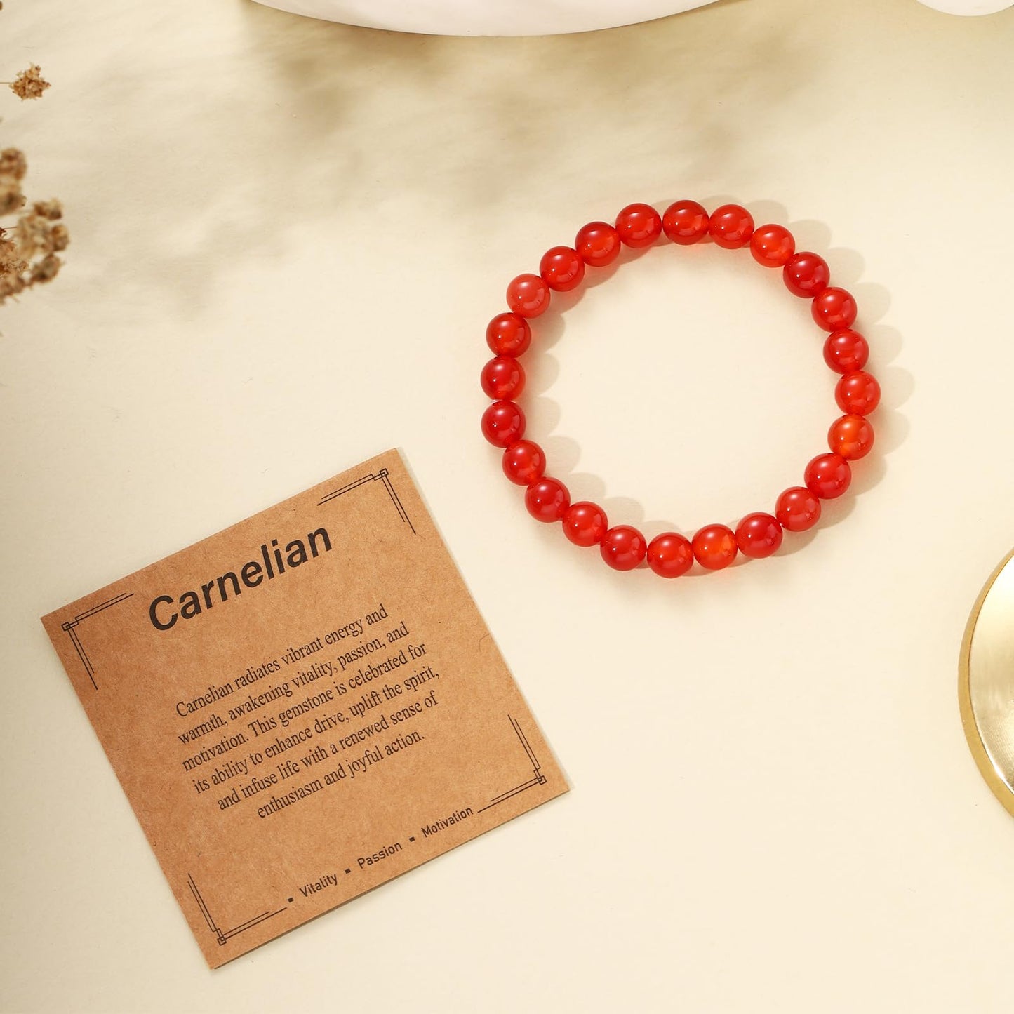 Kenailw Carnelian Bracelet for Women Crystal Bead Bracelet Natural Stone Bracelet Stretch Gemstone Bracelets Carnelian Jewelry for Her Mum Daughter Birthday Gifts