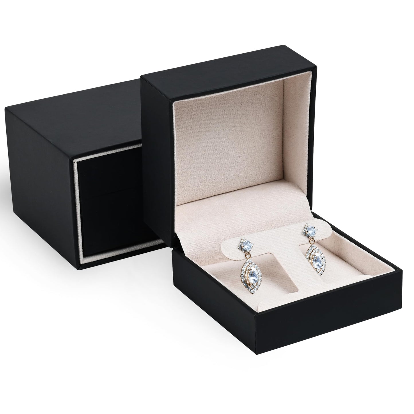 ALLUREPACK Ultra Smooth Soft Touch T-Style Earring Box for Women & Girls - Earing Case Ideal for Hanging Earrings, Small Hoops - Jewelry box with Sleeve and Suede Interior - Earring Gift Box