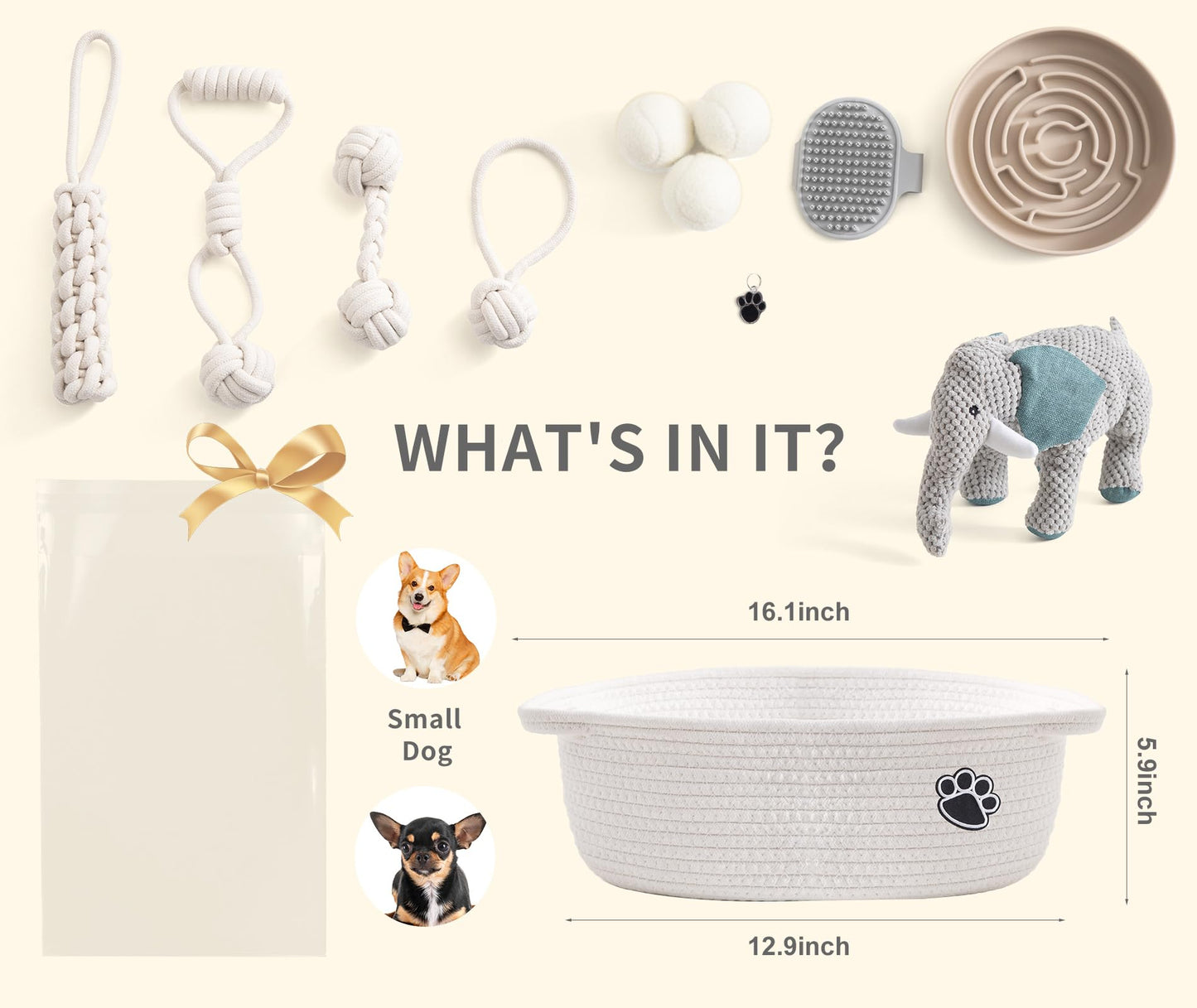 Wanapure Dog Gift Basket – Puppy Starter Kit, Welcome New Puppy Gift Basket with Interactive Toys Bundle, Perfect Dog Birthday Set with Chew Toys, Pet Essentials for New Owners