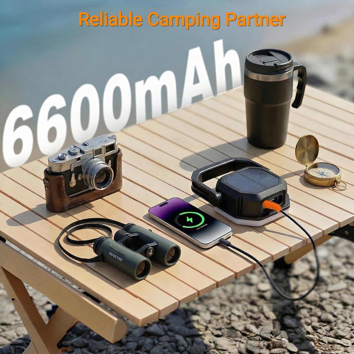 SyouHome Solar Camping Lantern, 4000LM, 6600mAh Rechargeable Camping Light with Strong Magnetic Base, IP65 Waterproof Camping Essentials for Tent, Hiking, Hurricane, Emergency, Power Outages, 2 Pack
