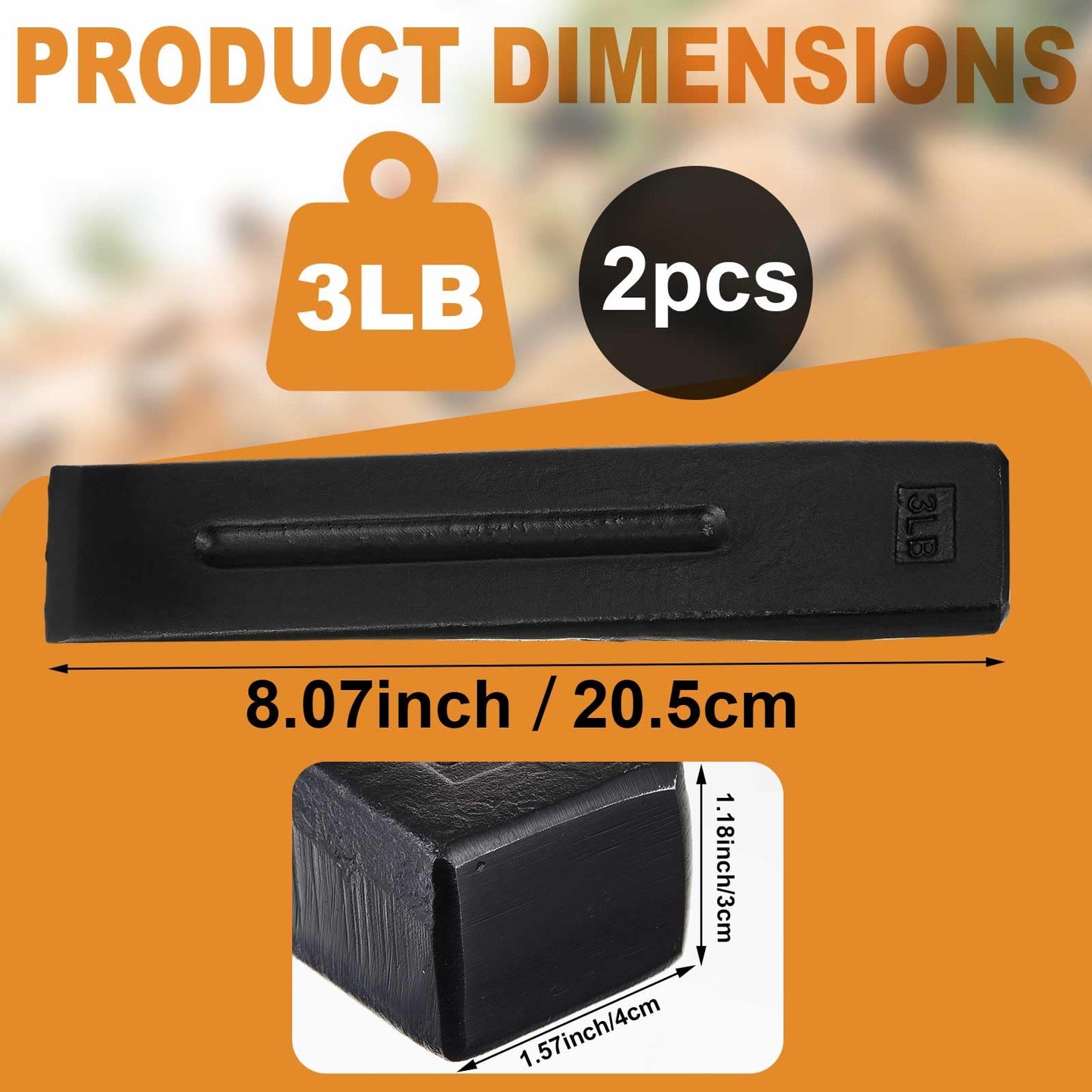 Otoolling 2 Pcs Manual Log Splitter Wedge Wood Splitting Wedges for Firewood 2 Way Black Design Forged Steel Tool for Easy Wood Splitting Sharpened Edge for Outdoor Logging Chopping(3 Lbs)