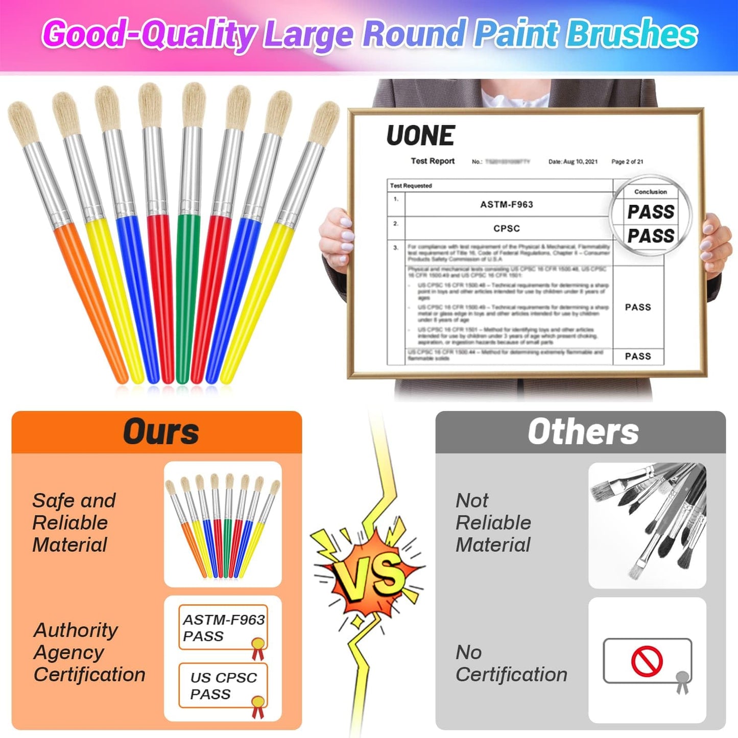 30Pcs Paint Brushes, Anezus Round Paint Brushes for Kids Classroom Toddlers Paint Brush Set for Touch Up Preschool Daycare Washable Acrylic Paint Pumpkin Painting