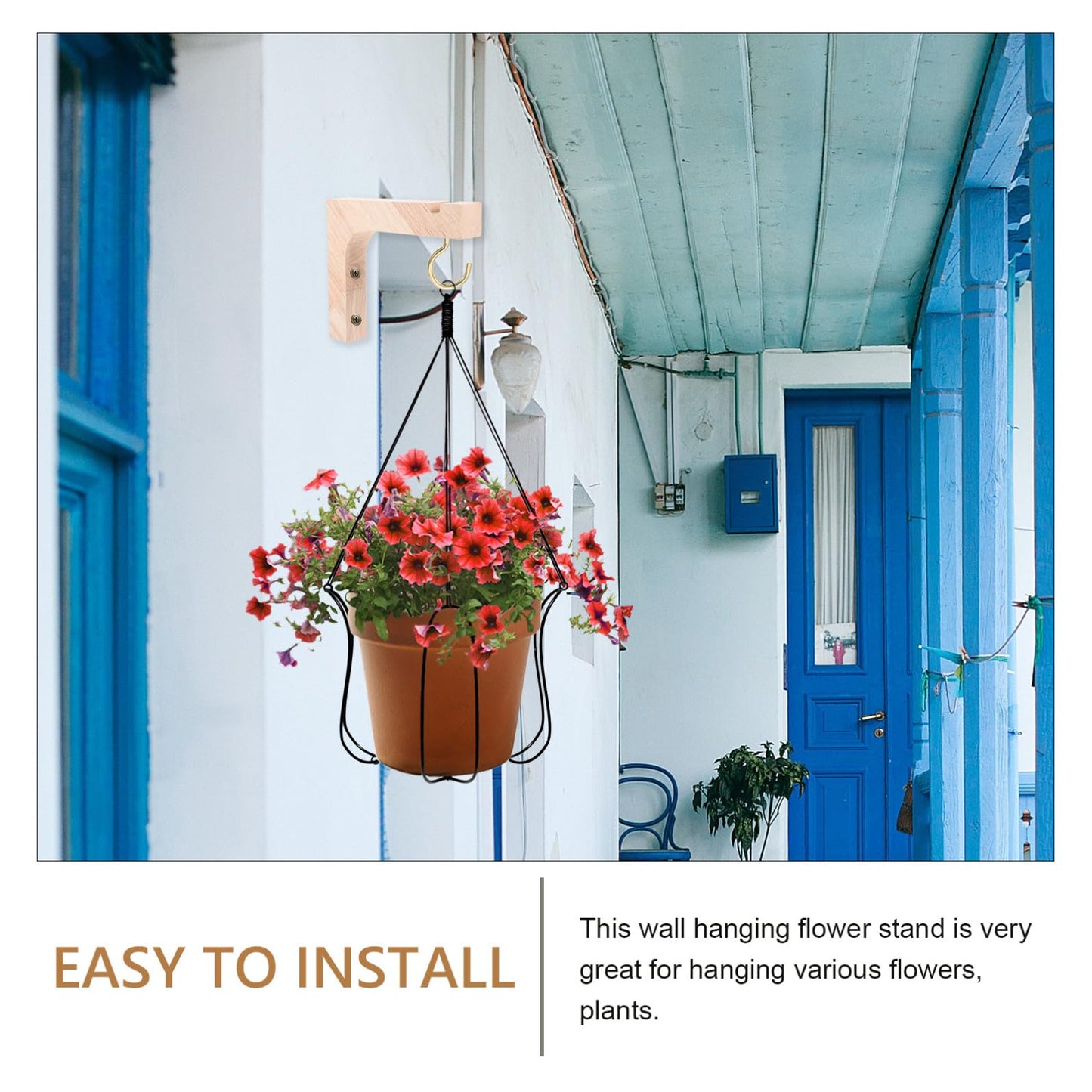 BESPORTBLE 2pcs Wooden Plant Hangers Indoor Wall Hooks Heavy-Duty Hanging Brackets for Potted Plants Natural Wood Holder Suitable for Indoor and Outdoor Gardening