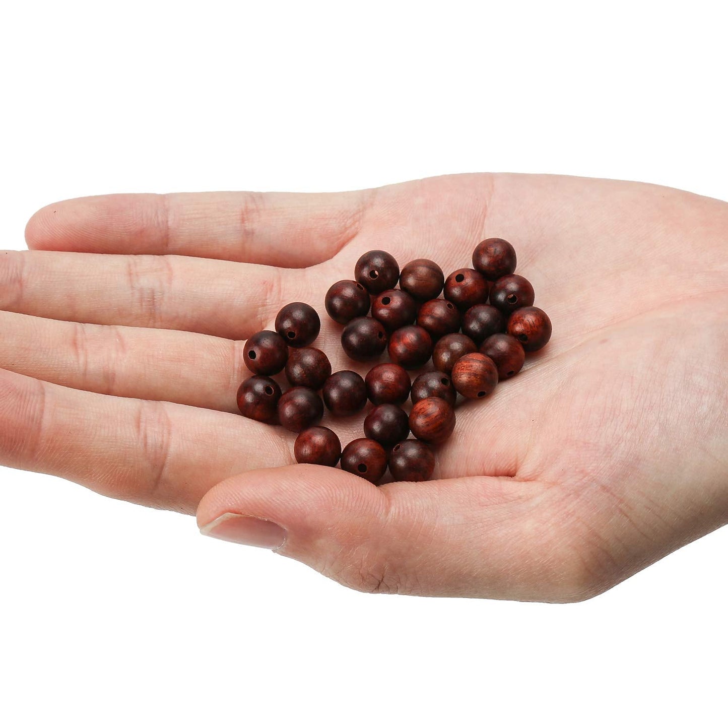Prometis 200pcs 8mm Natural Sandalwood Round Beads Gorgeous Craft Handmade Polished Spacer Mala Pray Beads with Elastic Cord for Bracelets DIY Rosary Tasbih Jewelry Making