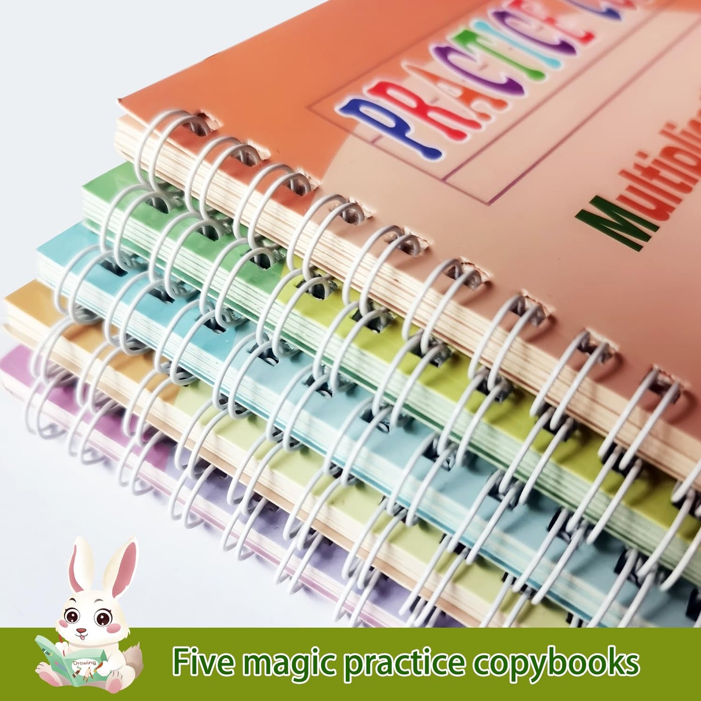 Magic Grooved Practice Copybook 5 Pack with Pens, Groove Reusable Magical Handwriting Workbooks, Tracing Letters Numbers, Math, Kindergarten Sight Words for Kids Ages 3-8 for Preschool(5books+Pens）