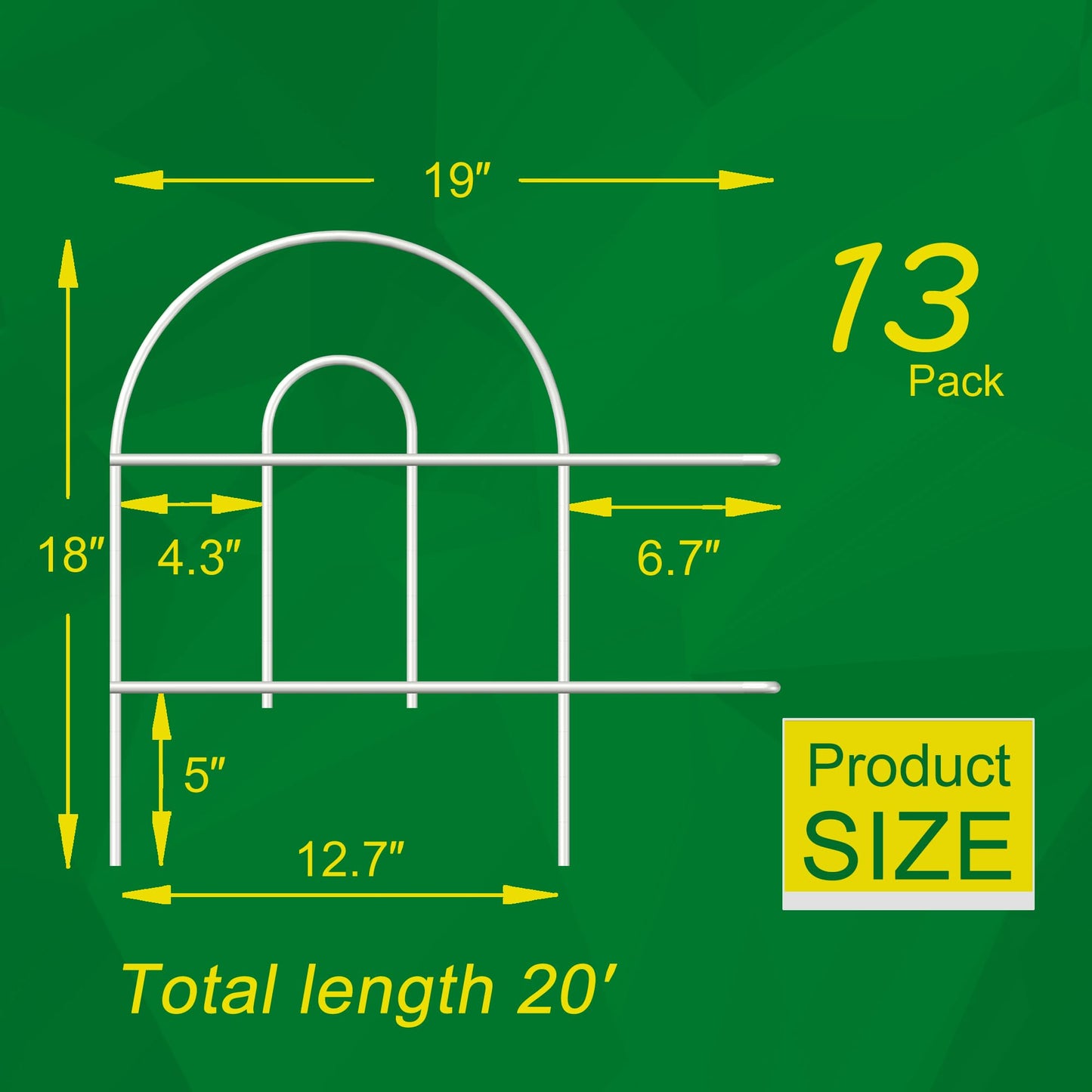 FOREHOGAR Decorative Garden Folding Border Fence 18in X20ft Rustproof Metal Wire Edging Flower Bed Fences Panel Outdoor White Garden Fencing Edge Patio Landscape