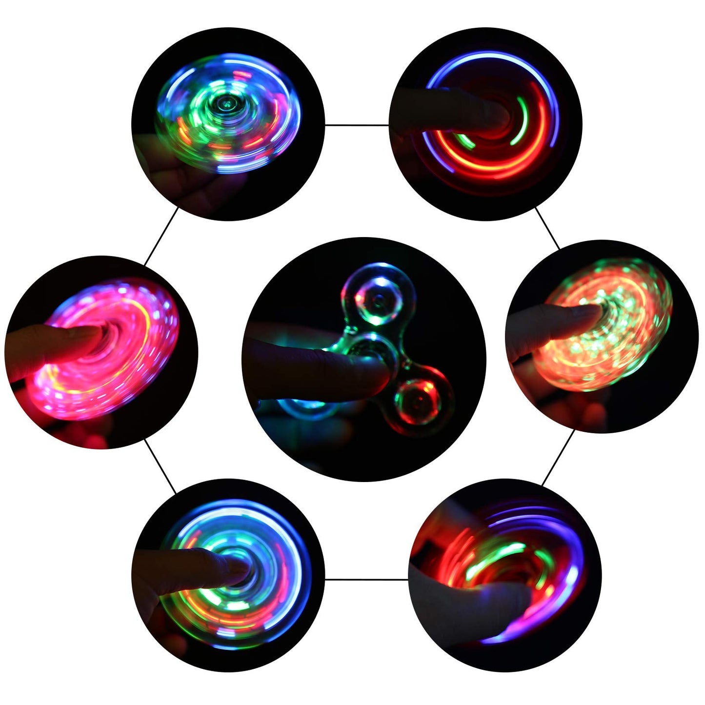 SCIONE 5 Pack Fidget Spinners Toys with LED Fidget Spinners Light up Sensory Fidget Toys for Kids,Glow in The Dark Toys-ADHD Anxiety Toys Stress Relief Return Gifts Goodie Bag Stuffers Classroom Prize
