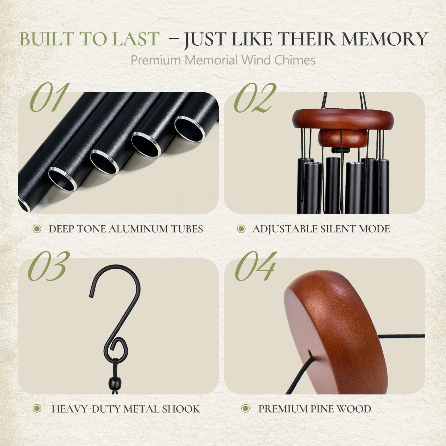 EXQUIVERA 37" Memorial Wind Chimes for Loss of Loved One – Sympathy & Bereavement Gift for Mom, Dad, Husband, or Grandparents, Outdoor Garden Decor with Deep Soothing Tone