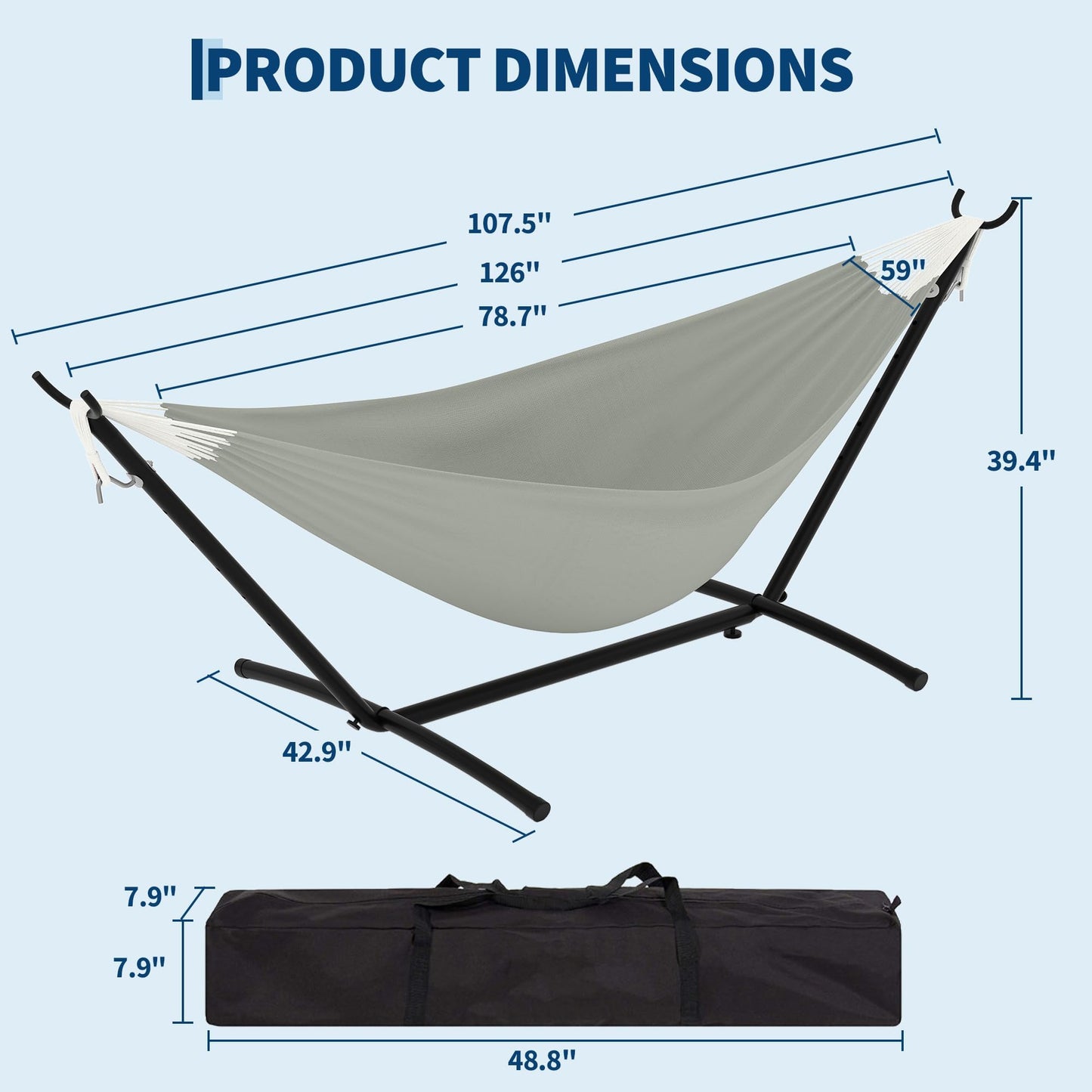 Garvee 2 Person Hammocks with Stand for Outside, Double Hammocks Portable Space Saving Heavy-Duty Steel Stand for Indoor Outdoor Patio with Carrying Bag, 450 lbs Capacity