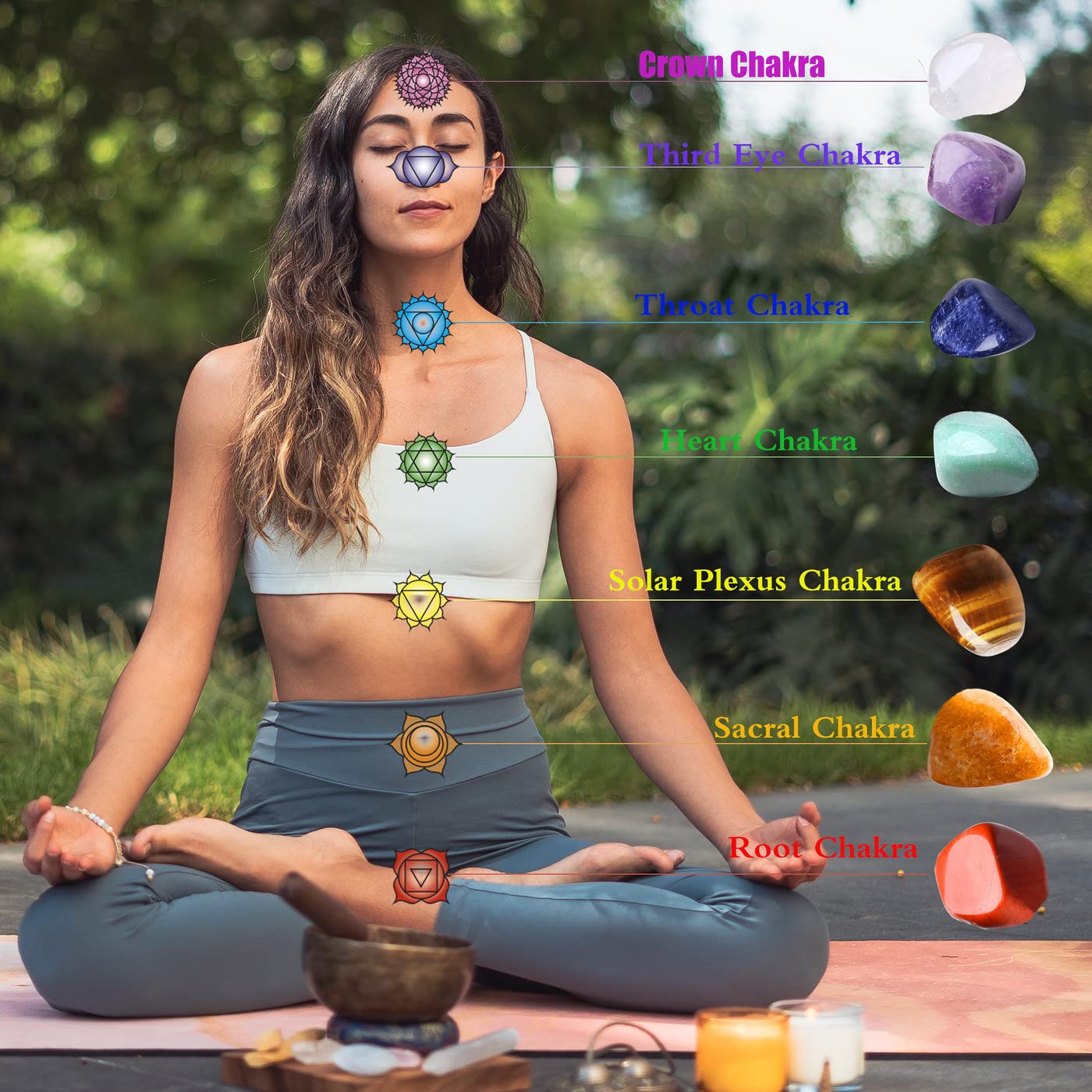 7 Chakra Tumbled Polished Natural Healing Crystals Stones Bulk Stones Crystal for Energy Reiki Tumbling Cabbing Balancing Decoration Gemstones Crystal Healing Meditation Therapy Gift 100g