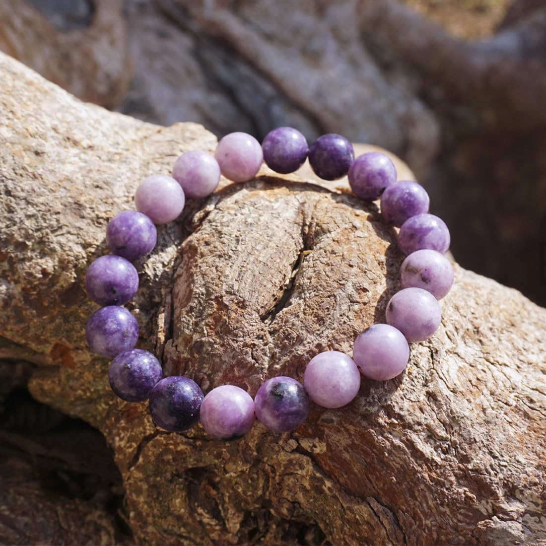 10mm Lepidolite Crystal Bracelet for Women Men | Natural Adjustable Handmade Lithium Purple Crystal Jewelry | Anxiety Relief & Stress - Emotional Balance | Fit for 7-8 inch Wrist