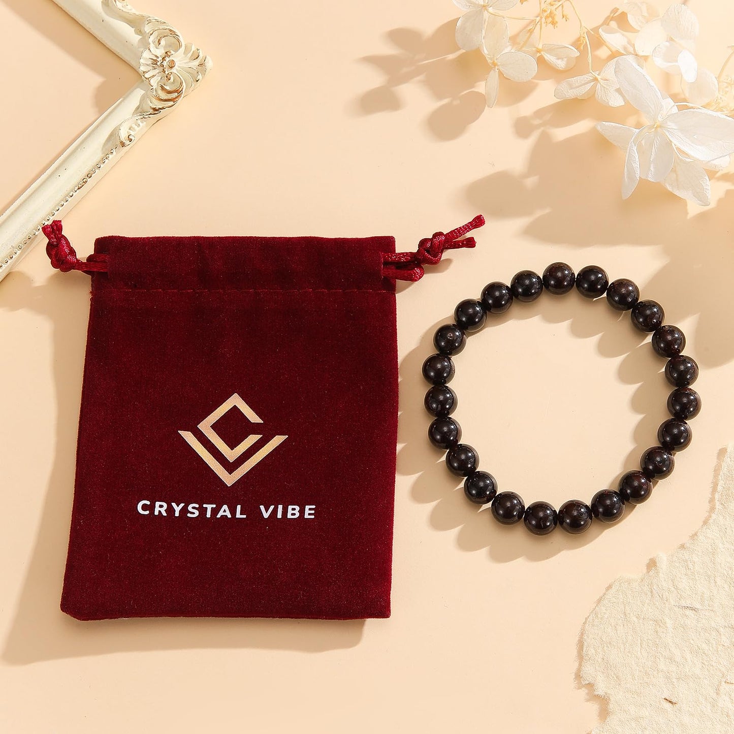 Crystal Vibe Passion Bracelet – Garnet Healing Bracelet for Love, Motivation & Strength – Natural 8mm Gemstone Beads Bracelet for Women Men