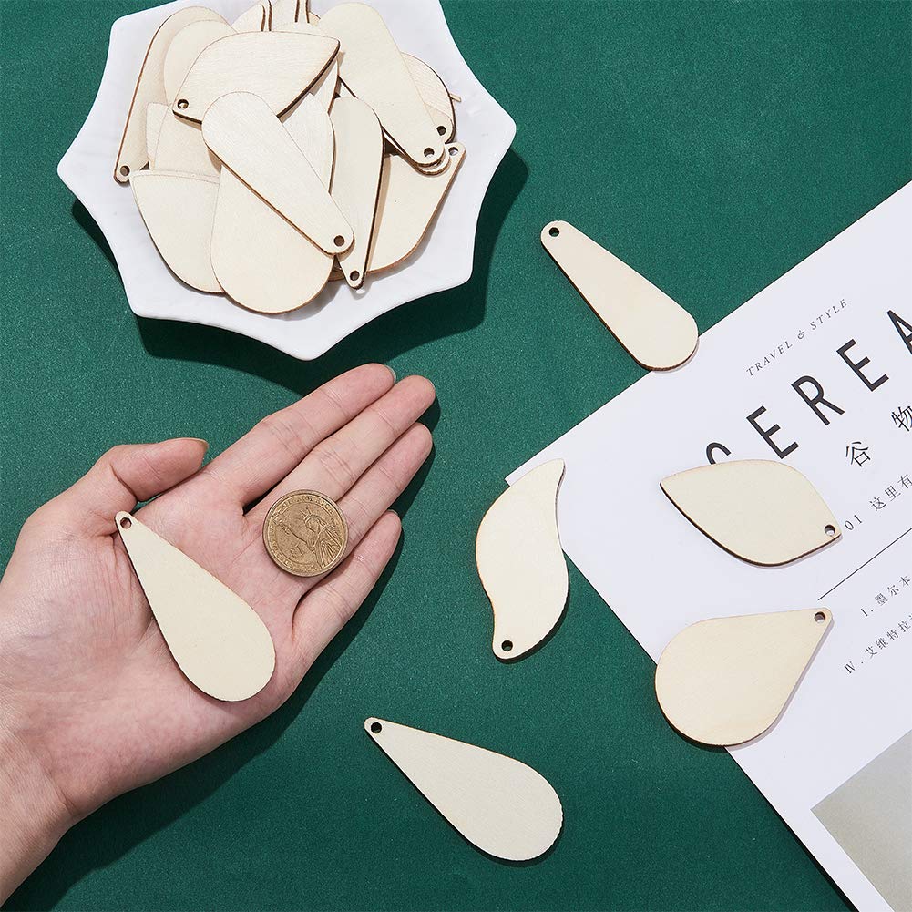 SUNNYCLUE 300Pcs 5 Shapes Unfinished Wooden Earrings Blanks Kit Unfinished Wood Large Charms Pendants Blank with Hole with 100Pcs Earring Hooks 100Pcs Jump Rings for DIY Jewelry Making Birthday Gifts