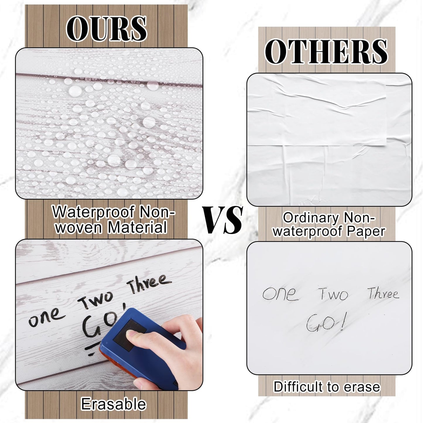 White Wood Bulletin Board Roll Reusable Waterproof Erasable White Wood Non-Woven Fabric Bulletin Board Roll Wooden Poster for Teacher Classroom Decors Wrap Crafts 15.7"×65.6ft